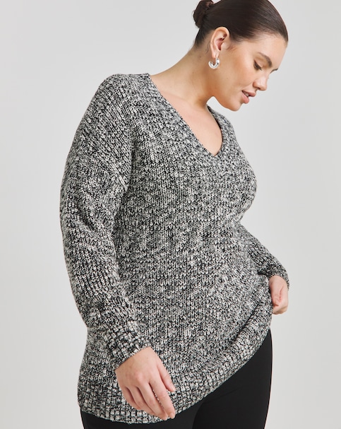 Simply Be Boucle V Neck Longline Jumper