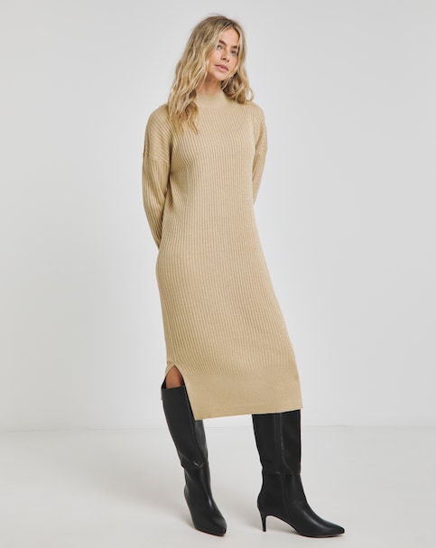 Metallic Rib Knit Mini Dress