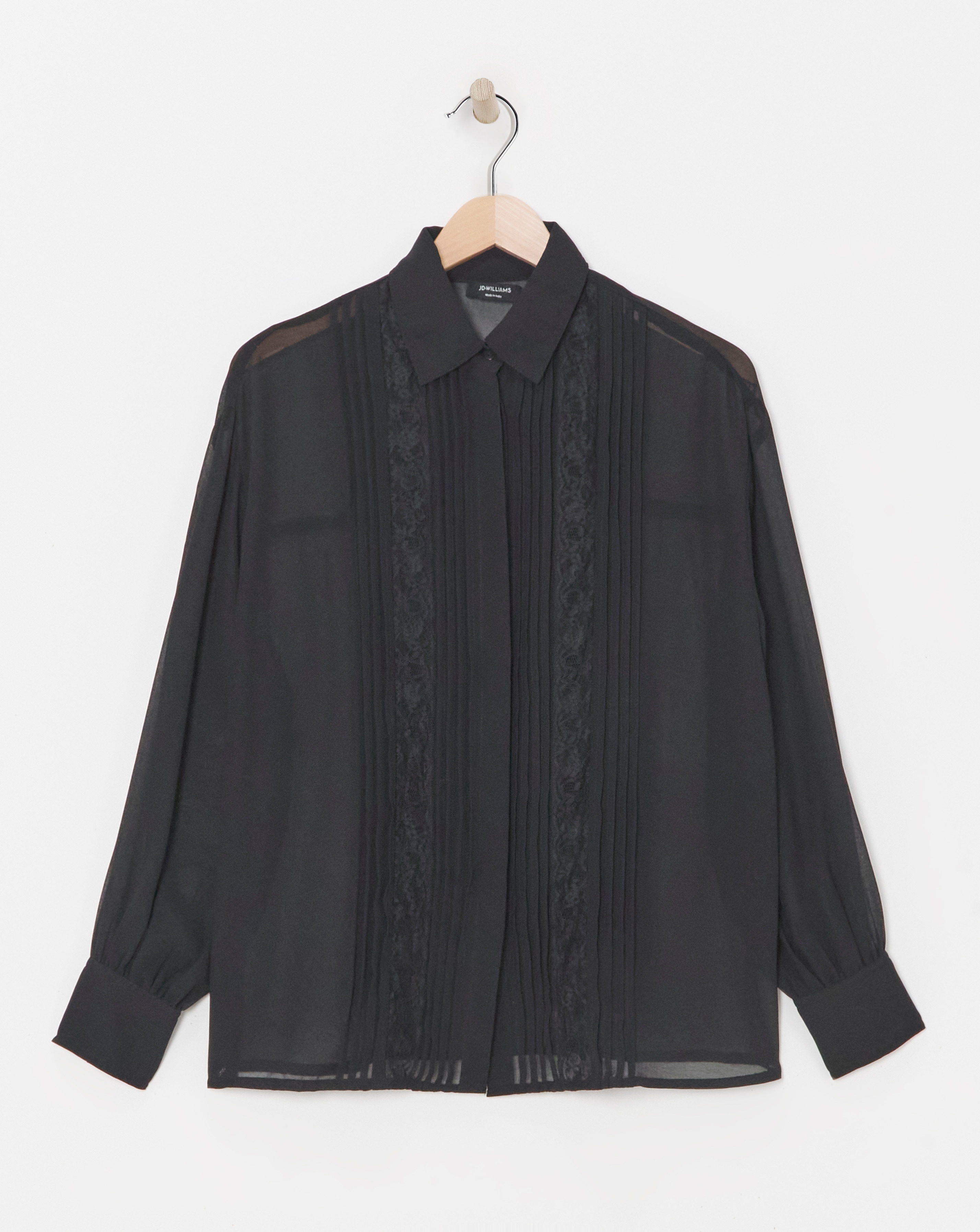 New In - Lace Trim Chiffon Shirt