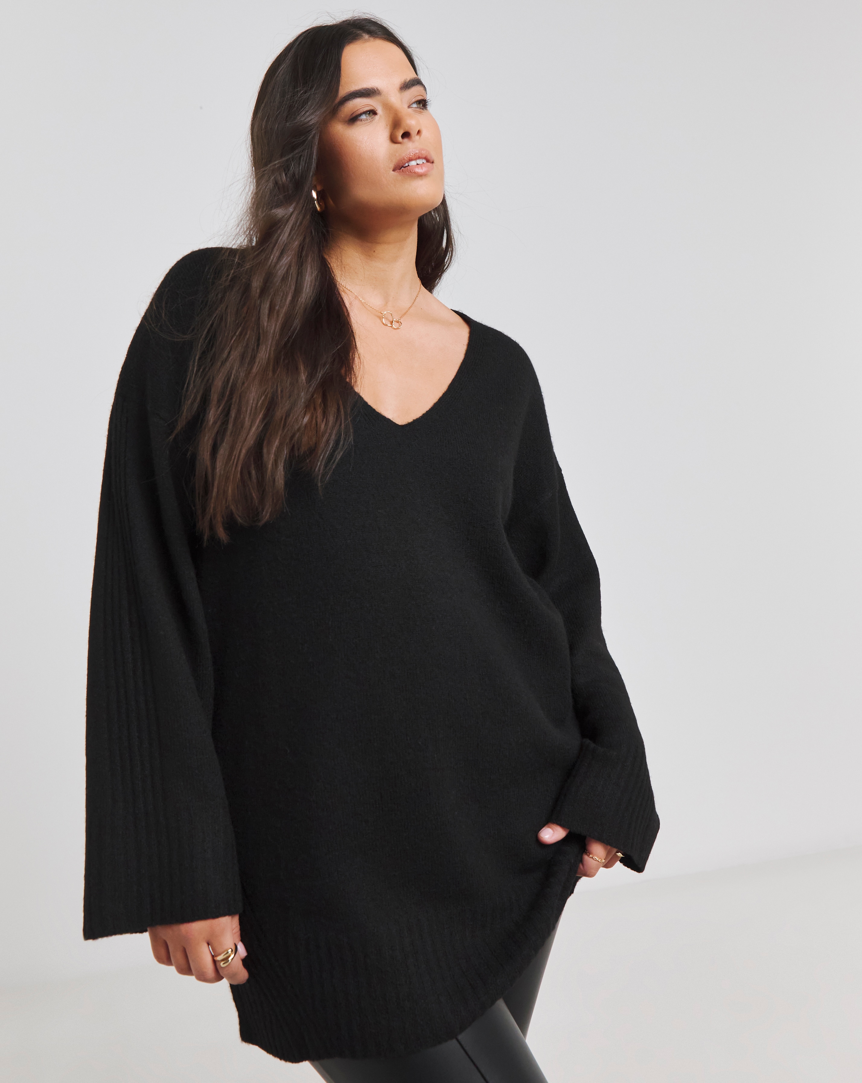 Simply Be Slouchy V Neck Longline Jumper