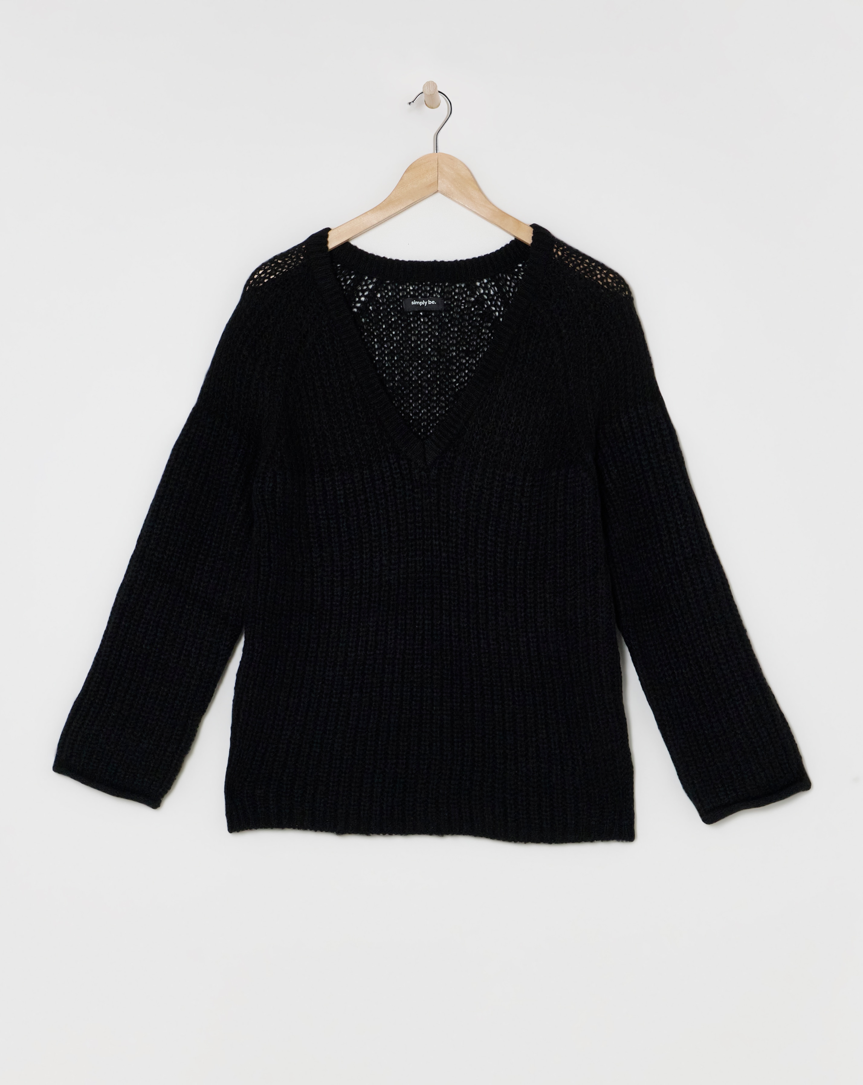 Black V Neck Volume Sleeve Jumper