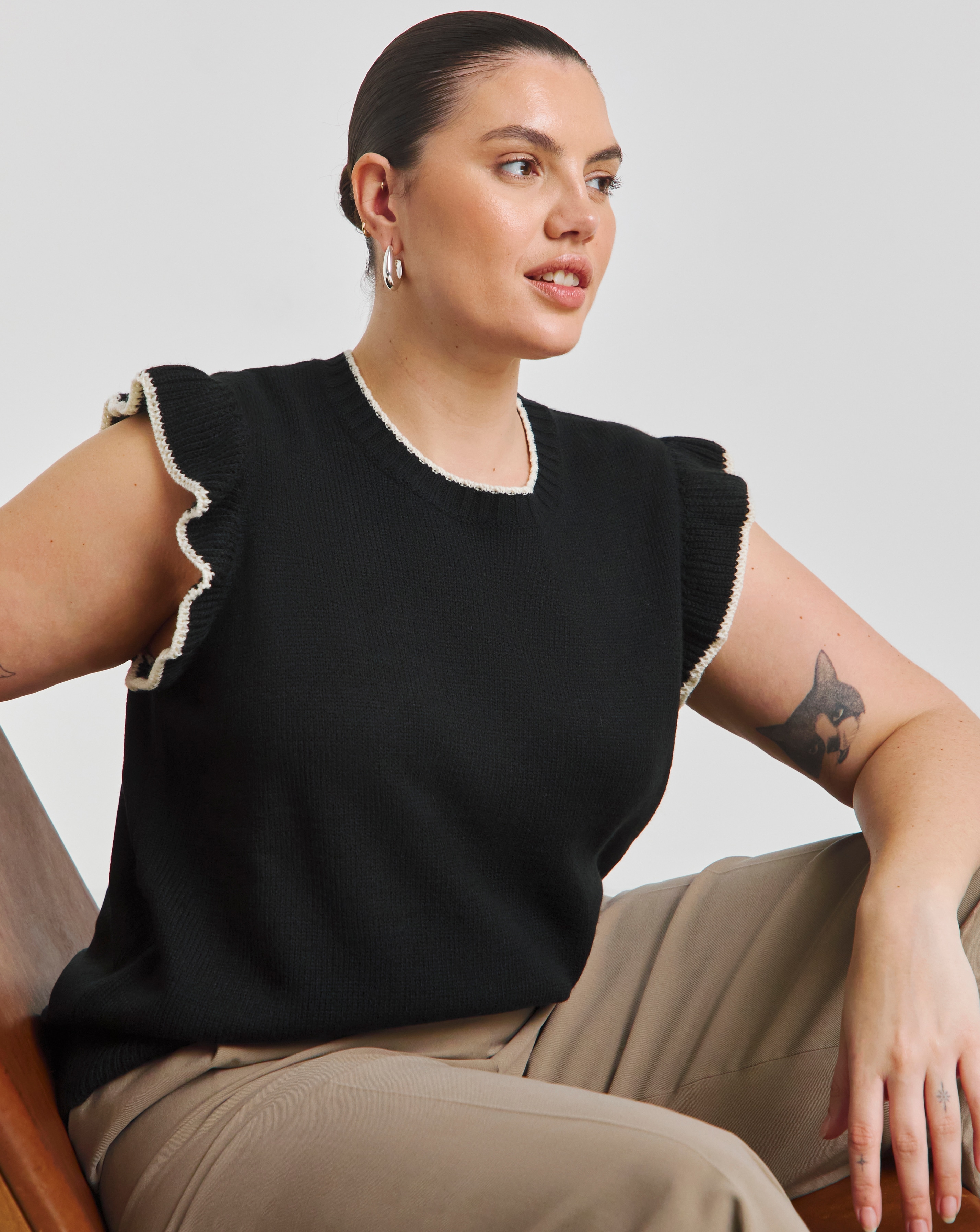 Simply Be Ruffle Shoulder Knitted Vest