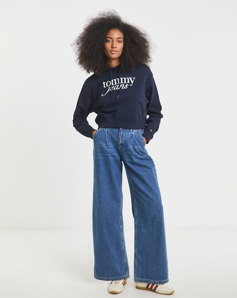 Tommy Jeans Relaxed Crop Script Hoodie
