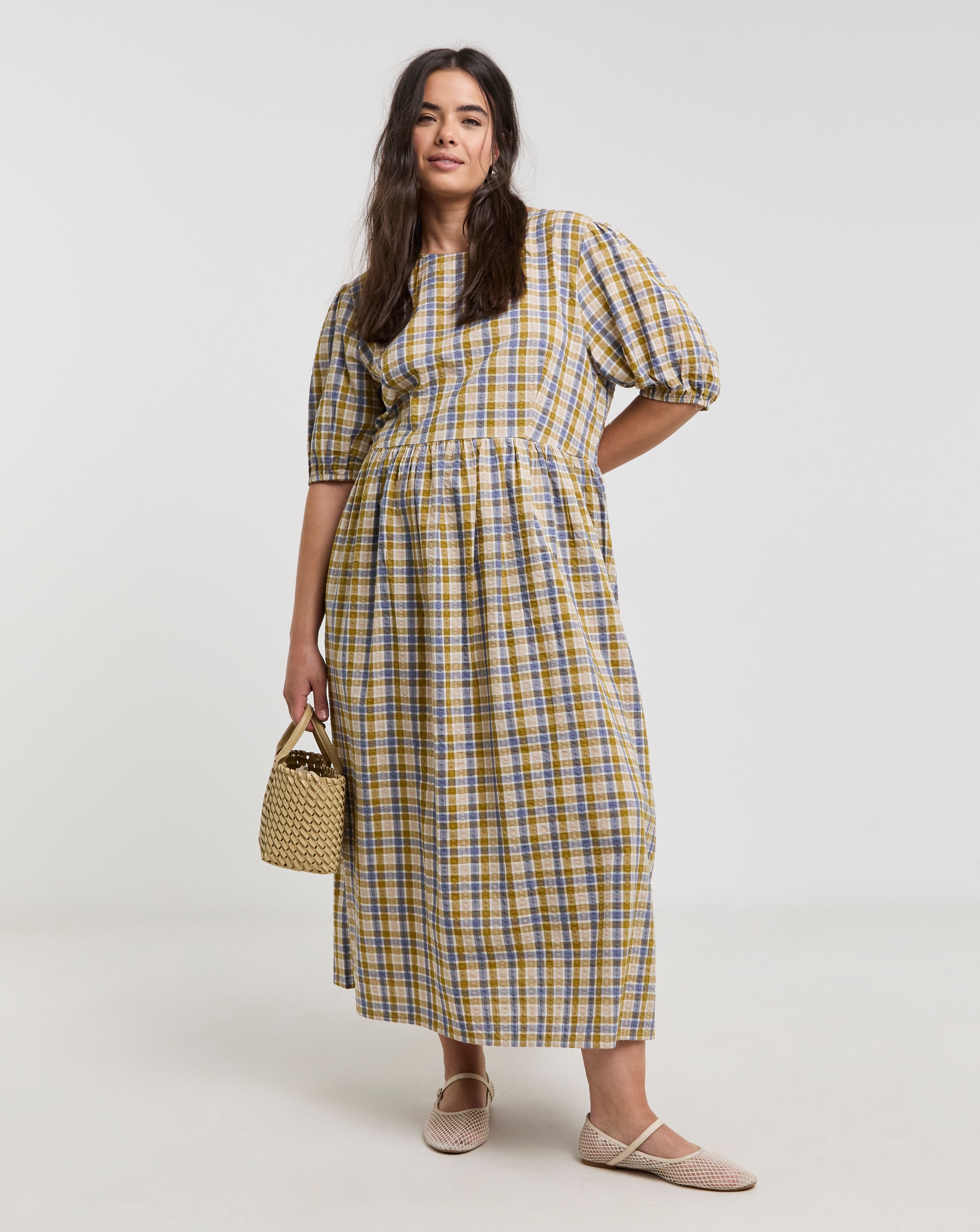 Native Youth Check Midi Dress