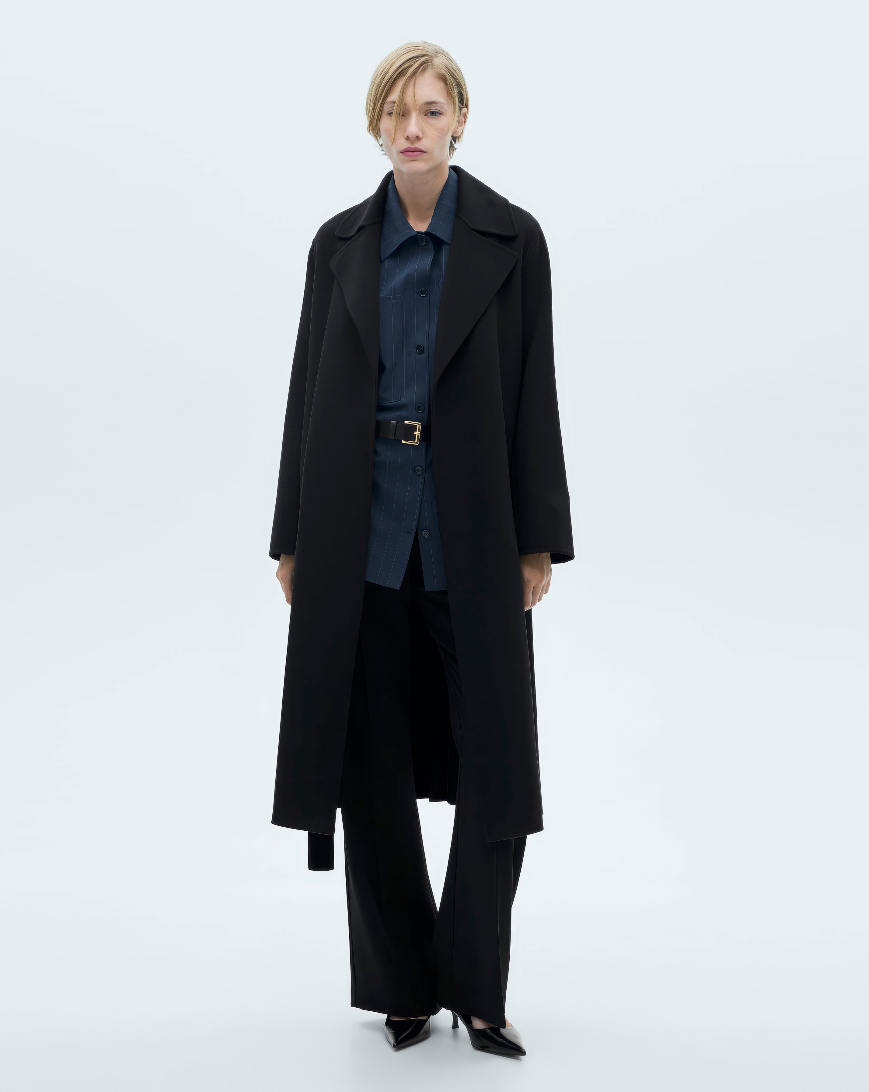 Mango Wool Coat with Tie Waist