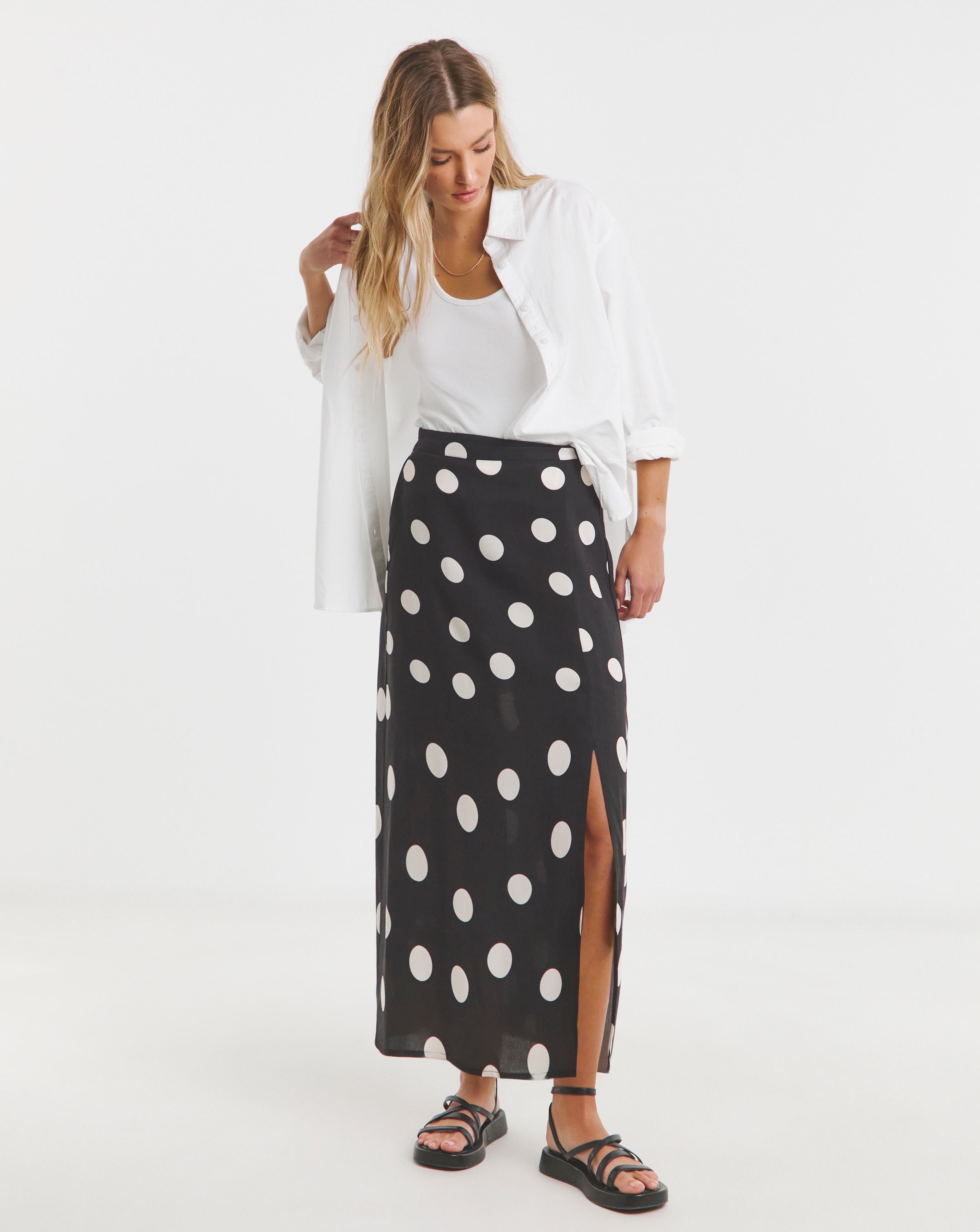 Spun Viscose Midi Skirt