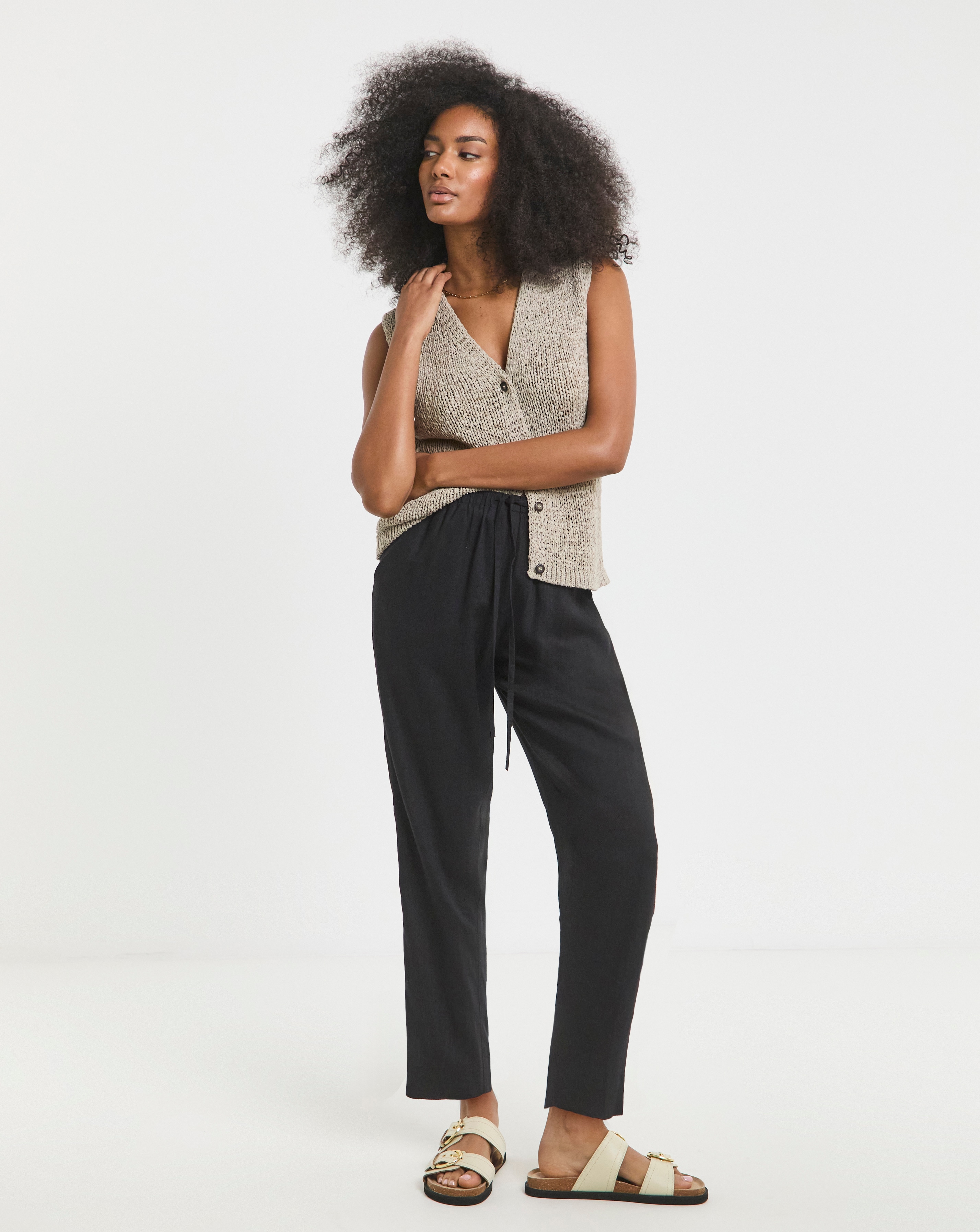 Simply Be Linen Mix Tapered Trousers