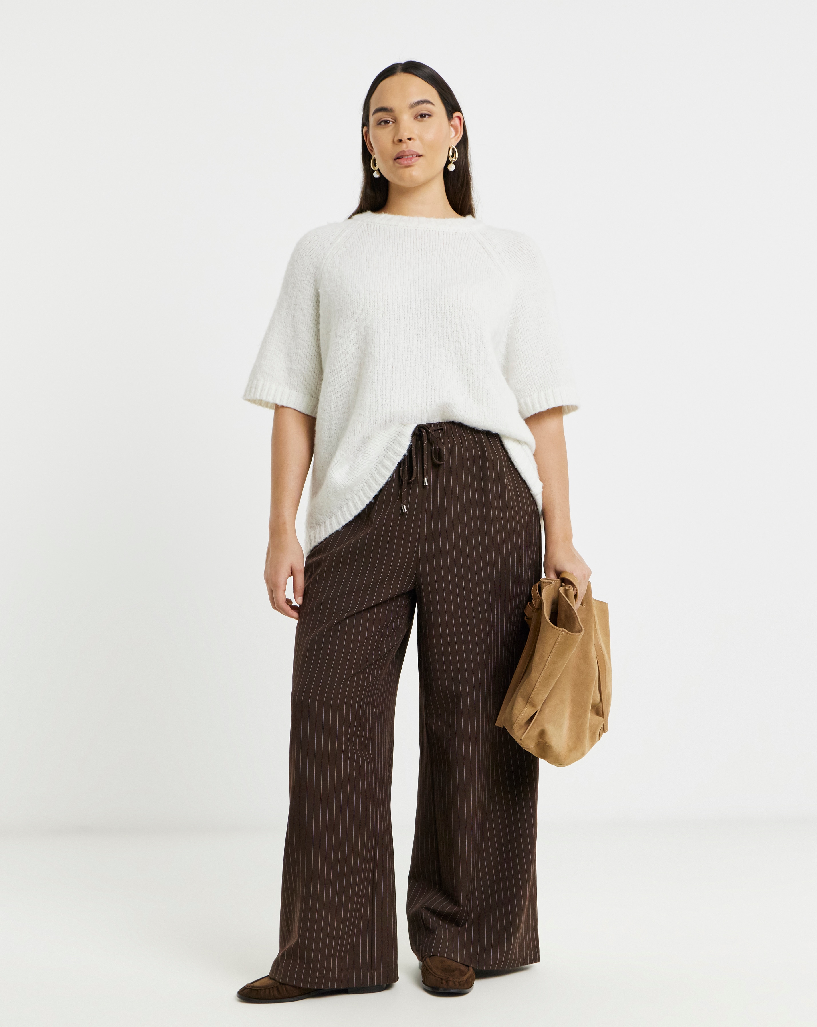 New In - Pinstripe Drawstring WideLeg Trousers