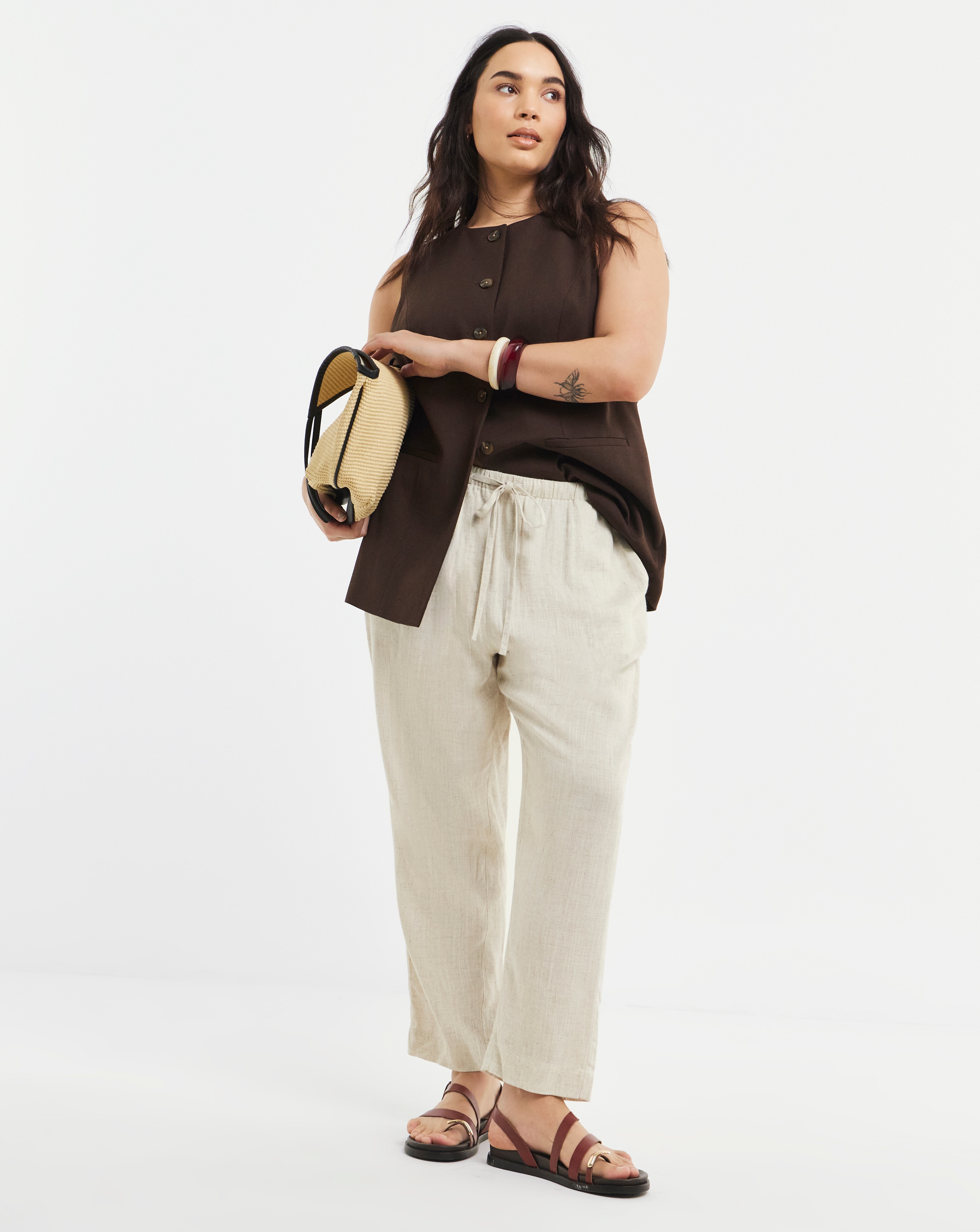 Simply Be Linen Mix Tapered Trousers