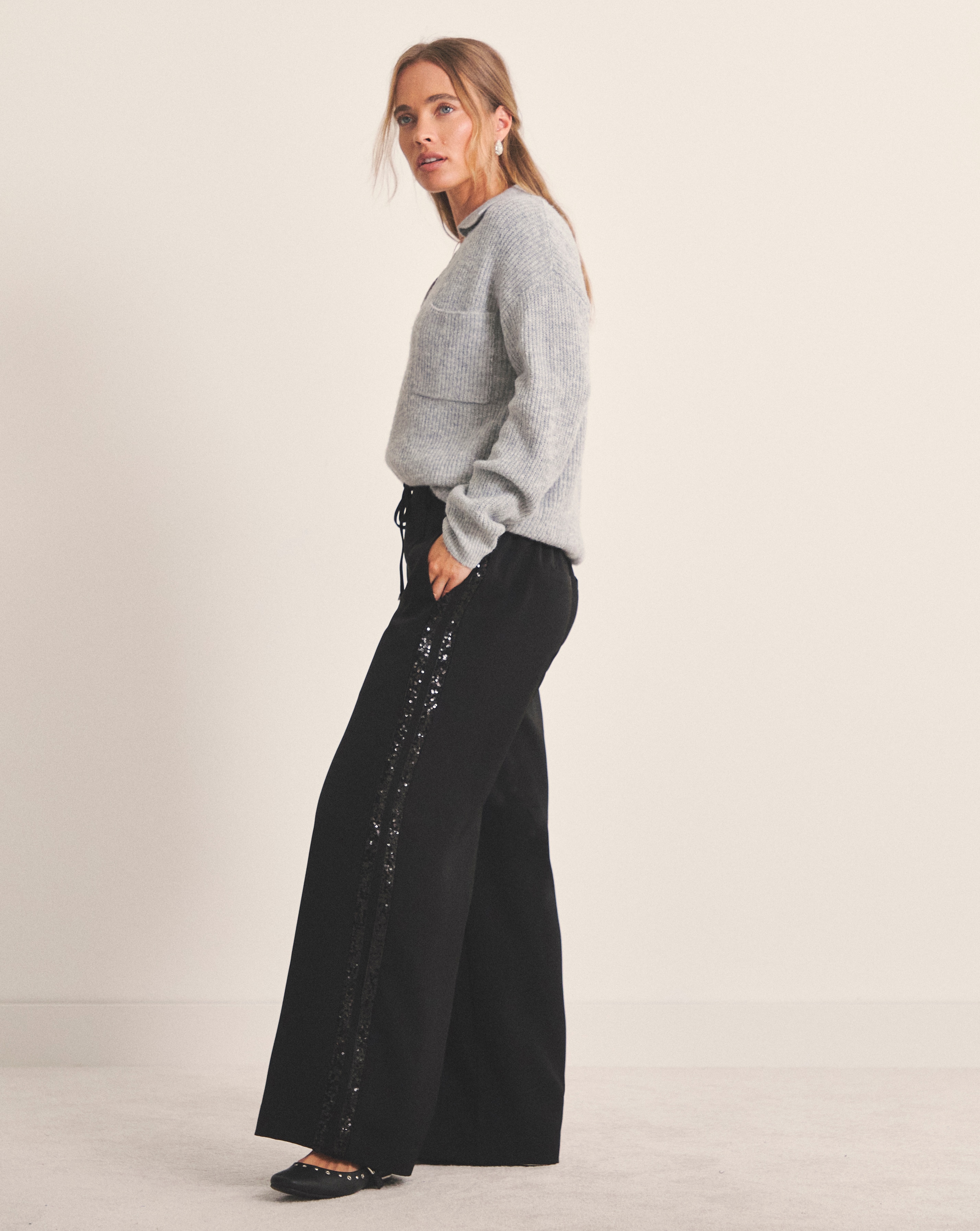 Simply Be Side Stripe Wide Leg Trousers