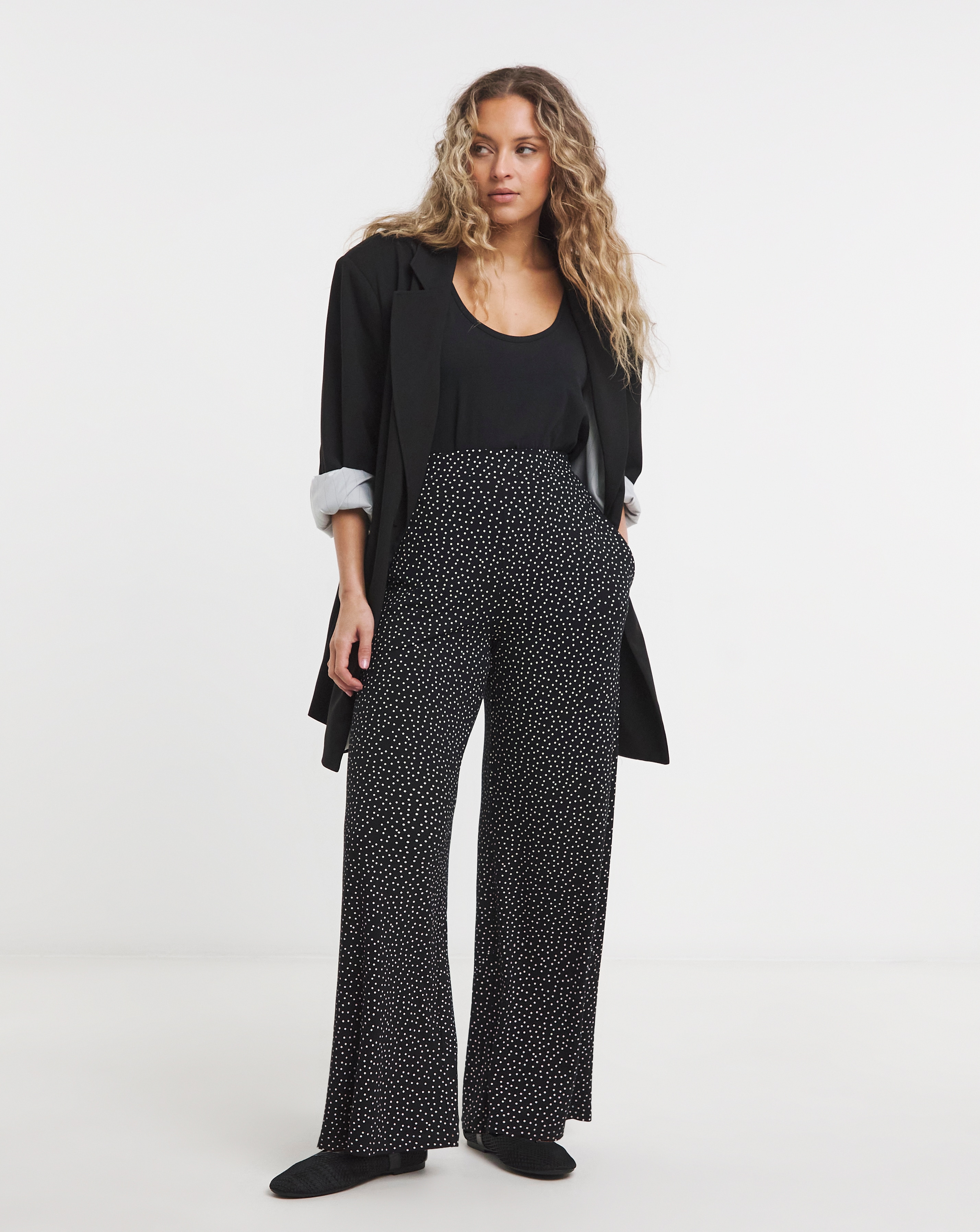 Simply Be Spot Jersey Wide Leg Trouser