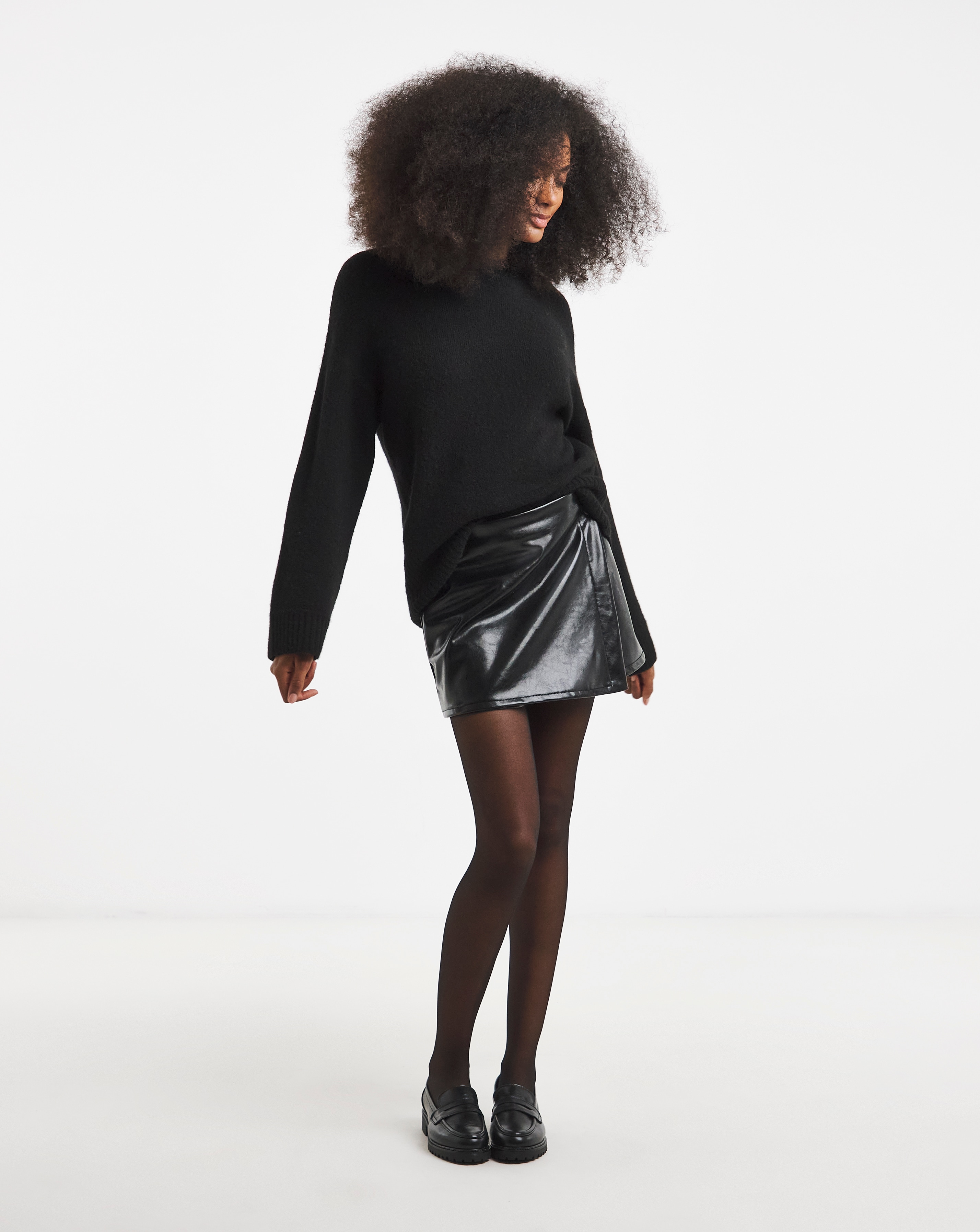 Black Vinyl Wrap Mini Skort