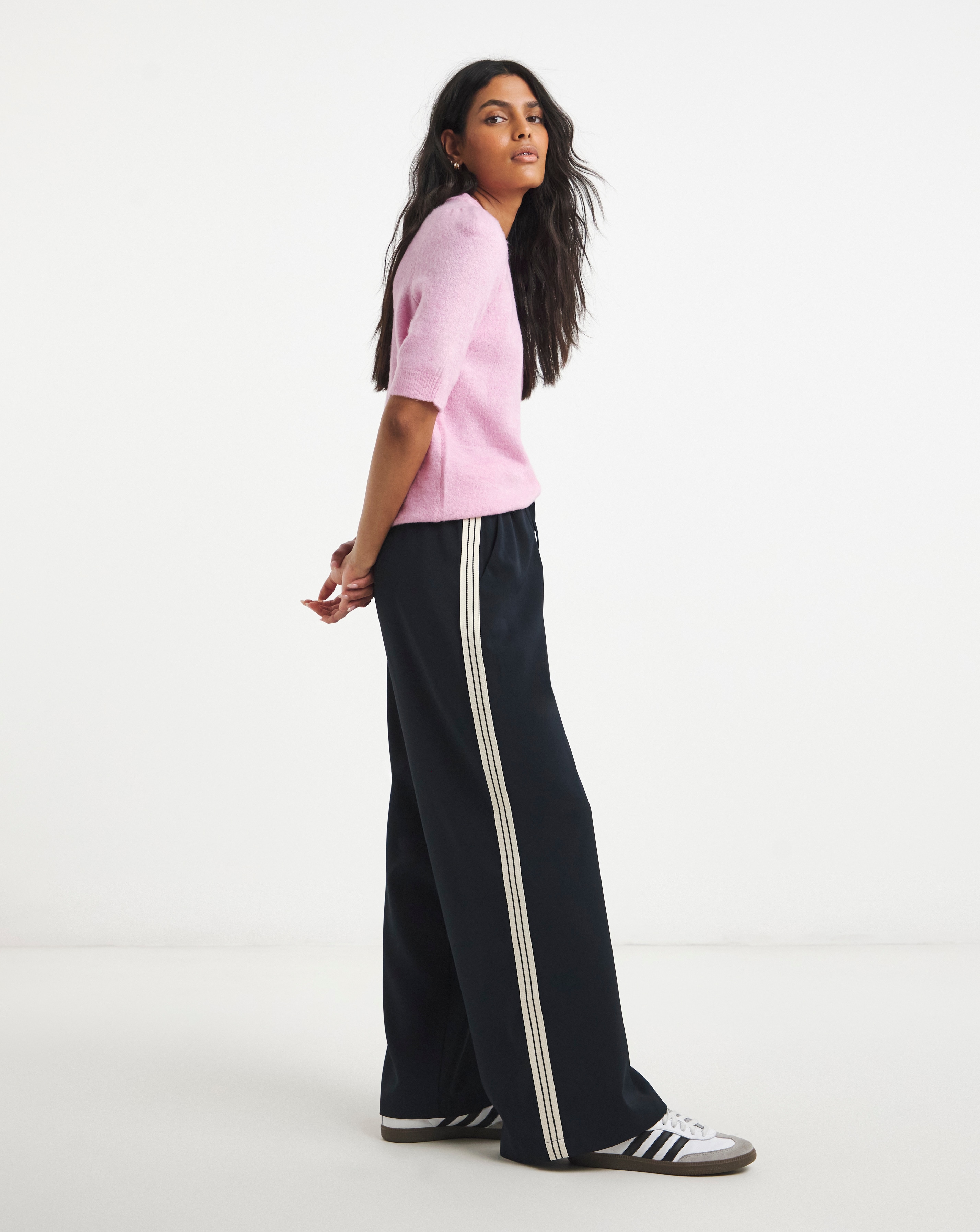 New In - Simply Be Navy Side Stripe Wide Trouser