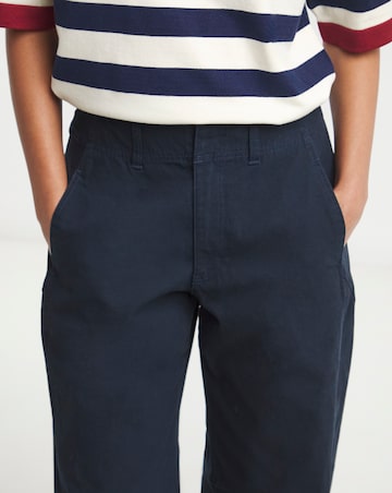 Navy Barrel Leg Trouser