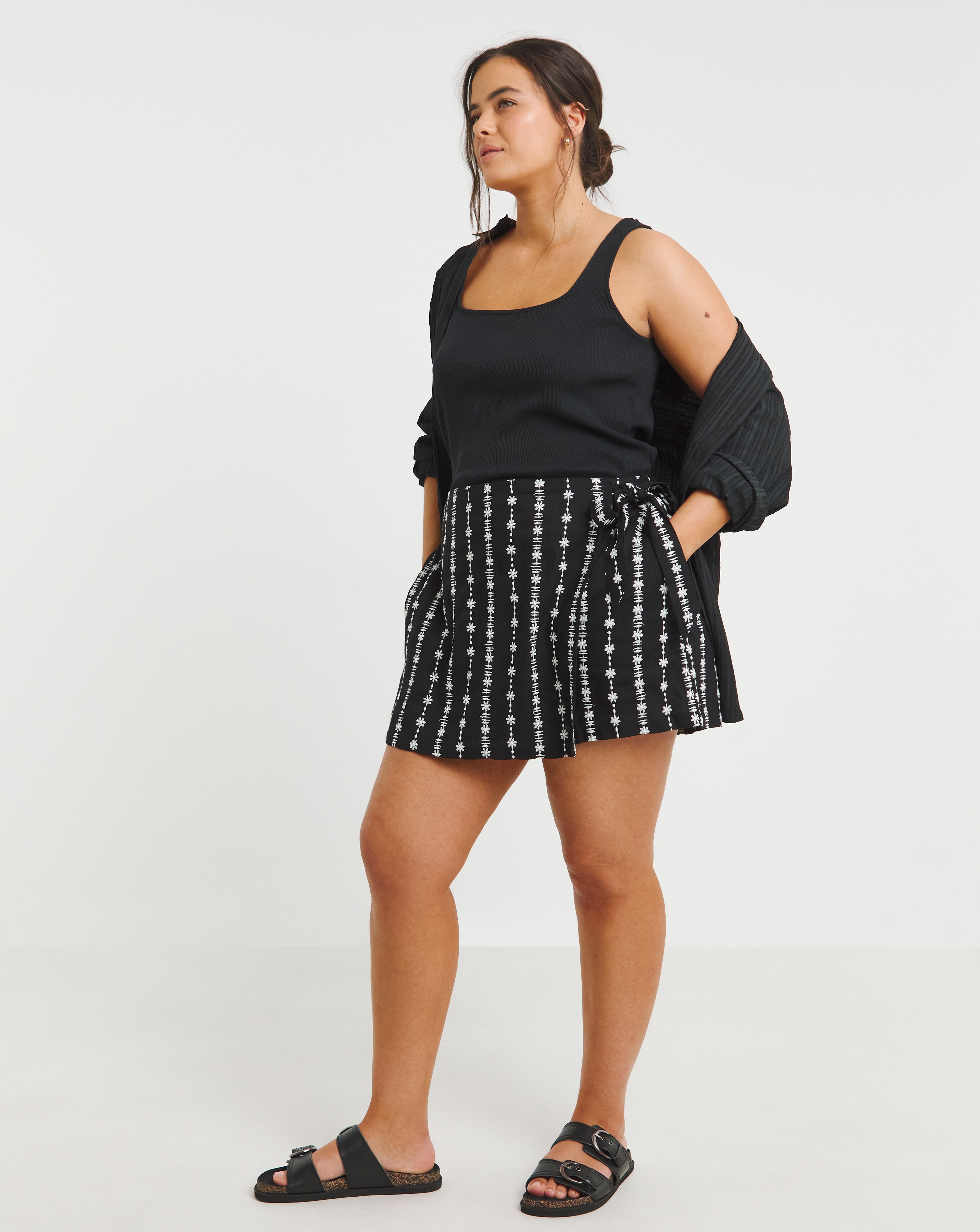 Simply Be Linen Mix Wrap Skort