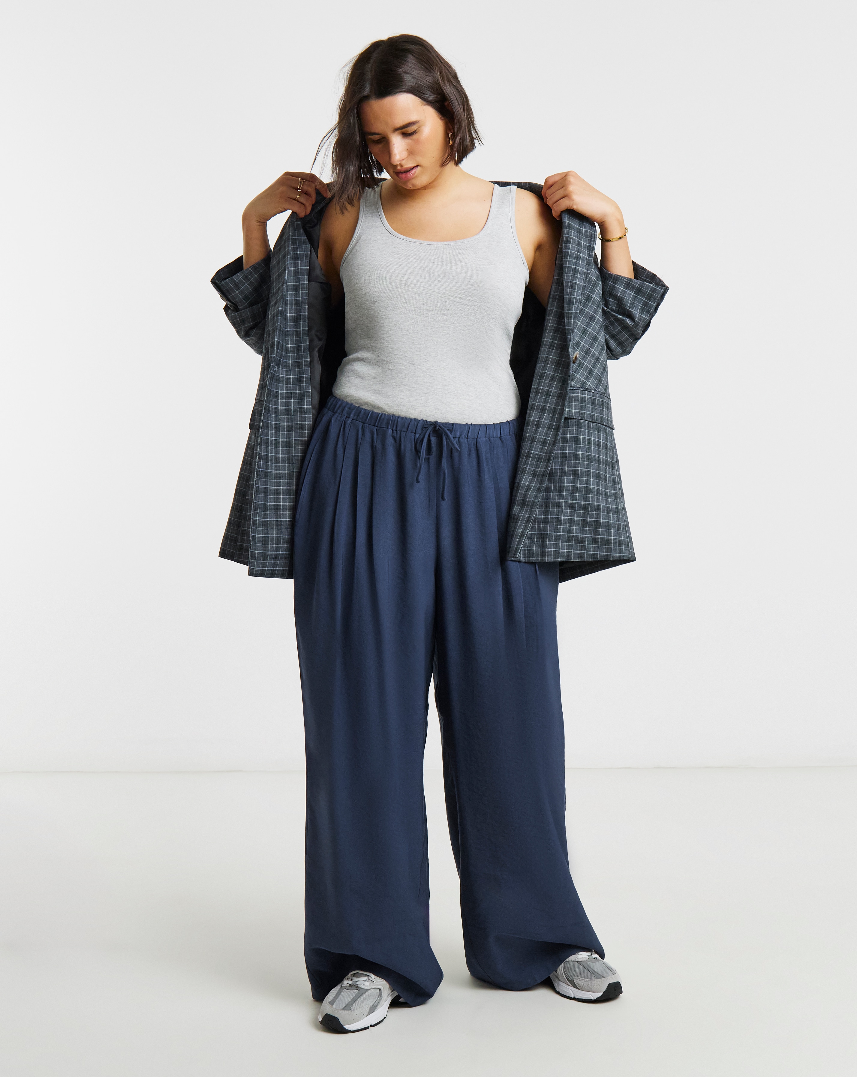 New In - Simply Be Navy Palazzo Twill Trouser