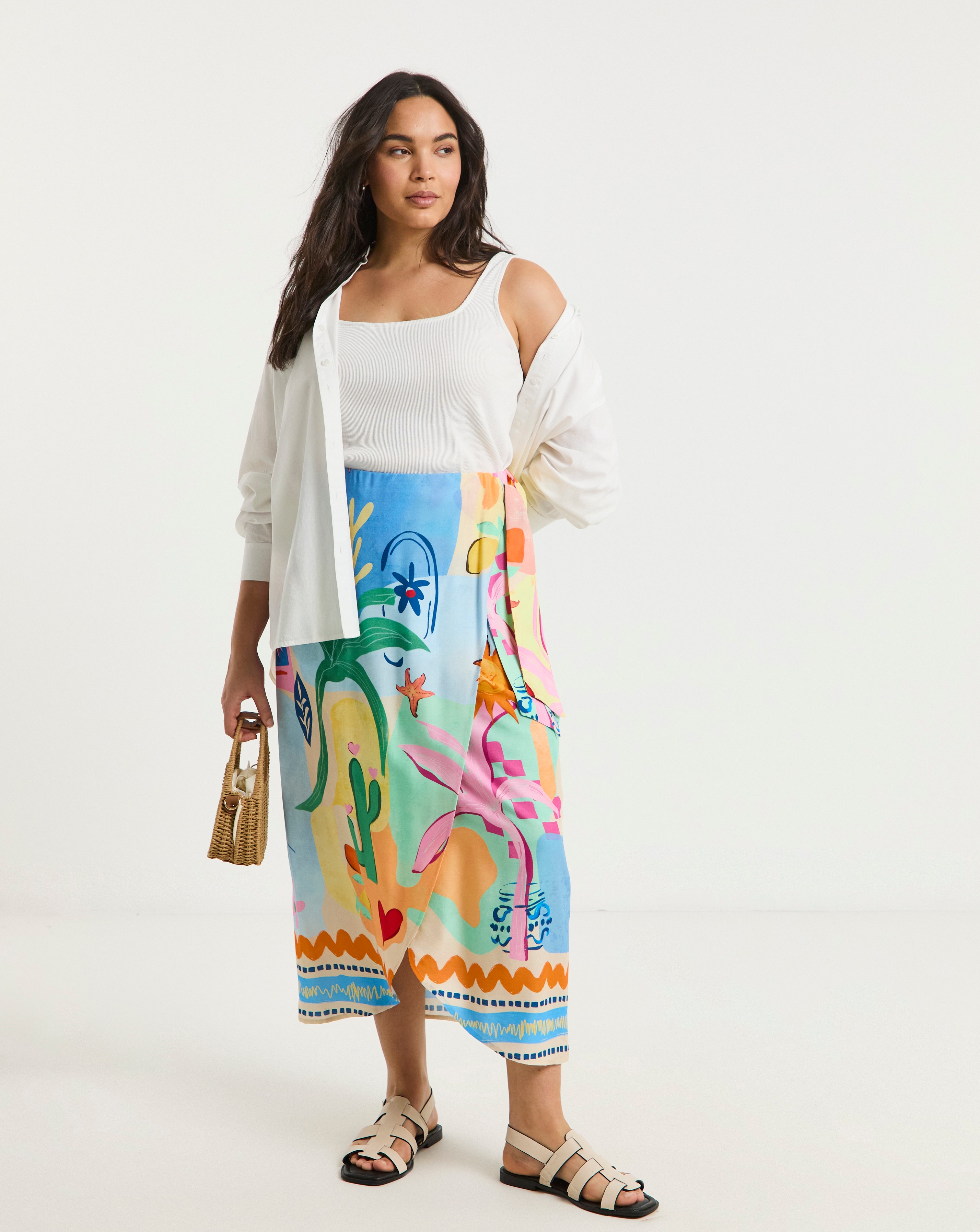 Simply Be Spun Viscose Wrap Midaxi Skirt