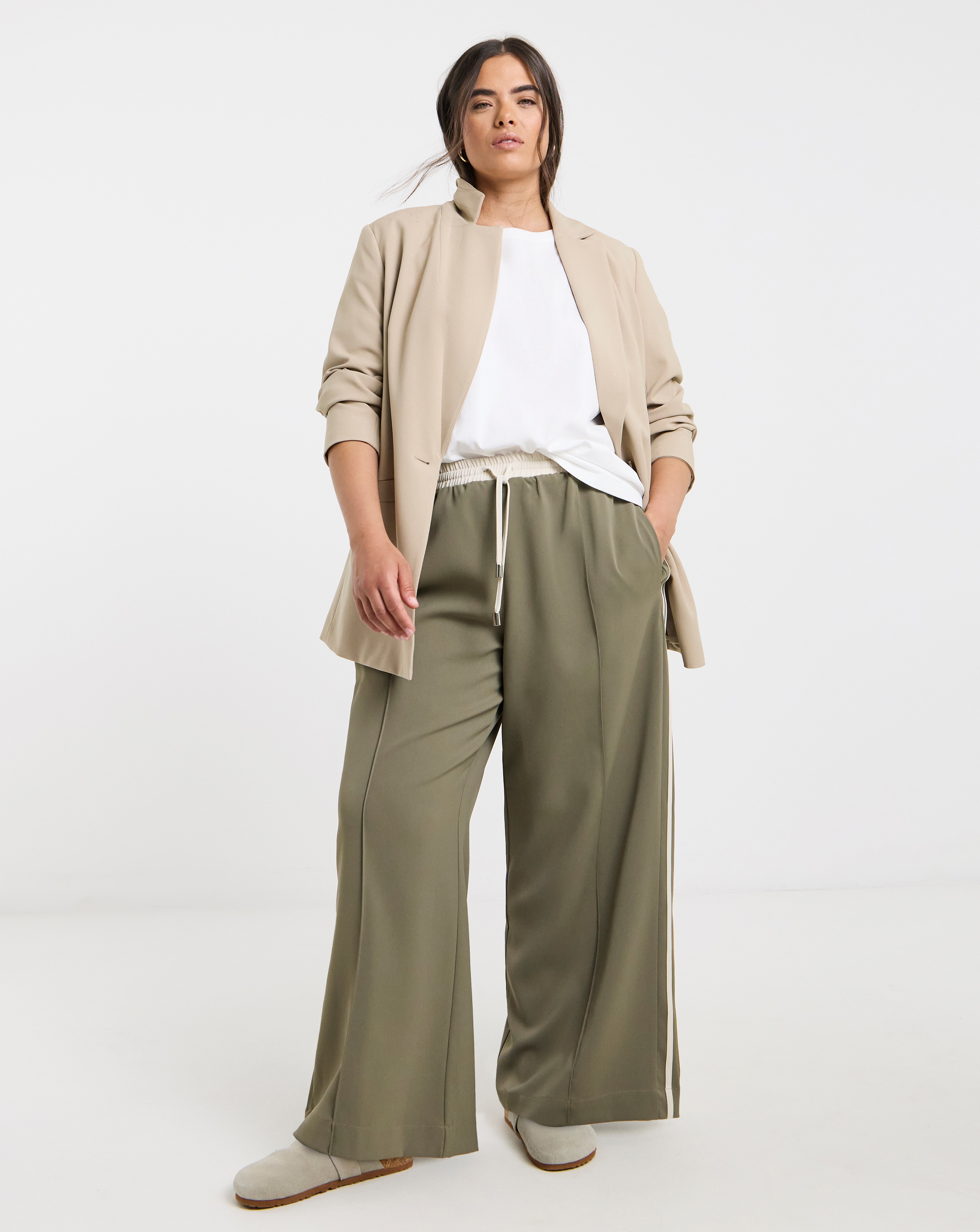 Simply Be Khaki Side Stripe Trouser