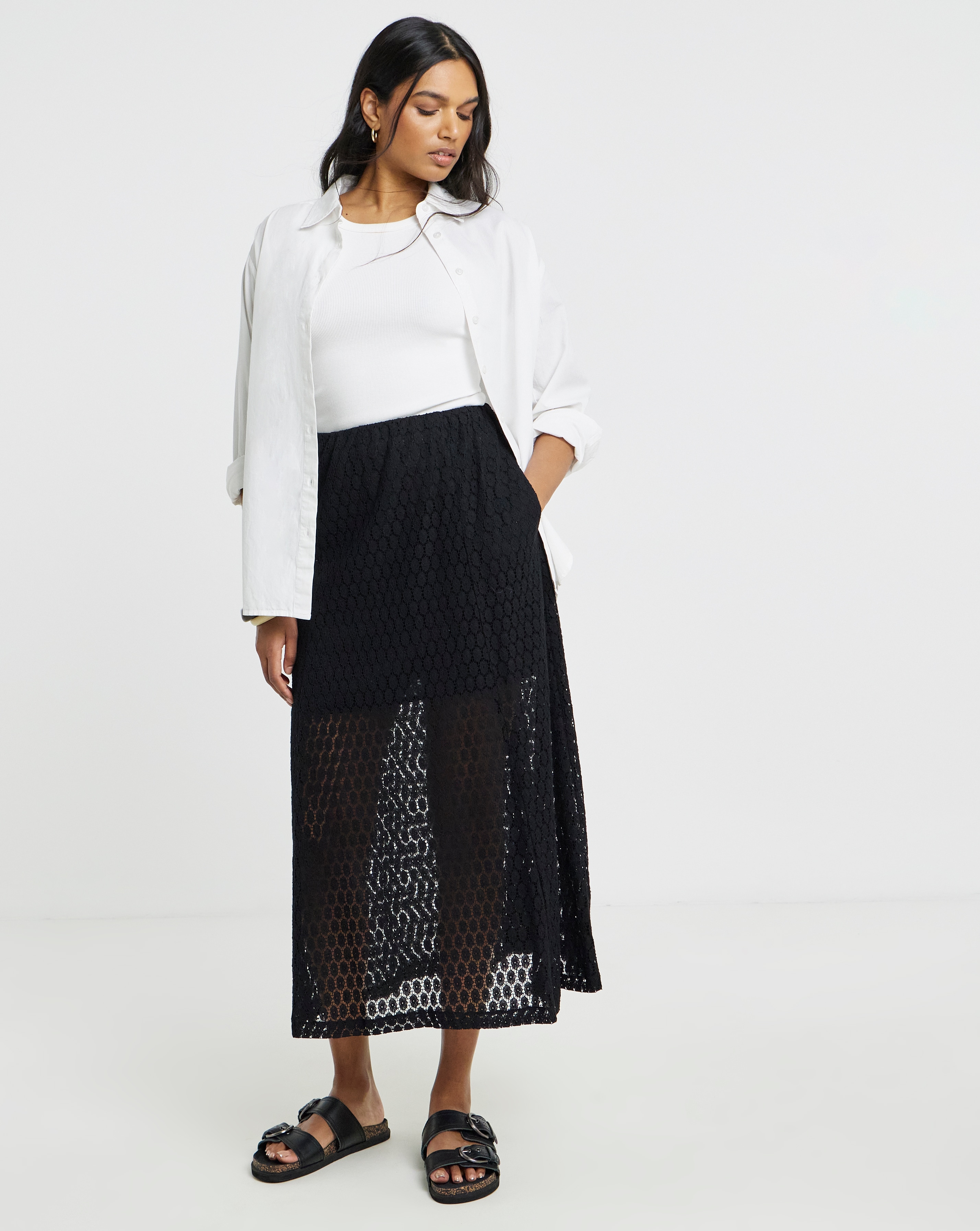 SBE Black Lace Midaxi Aline Skirt