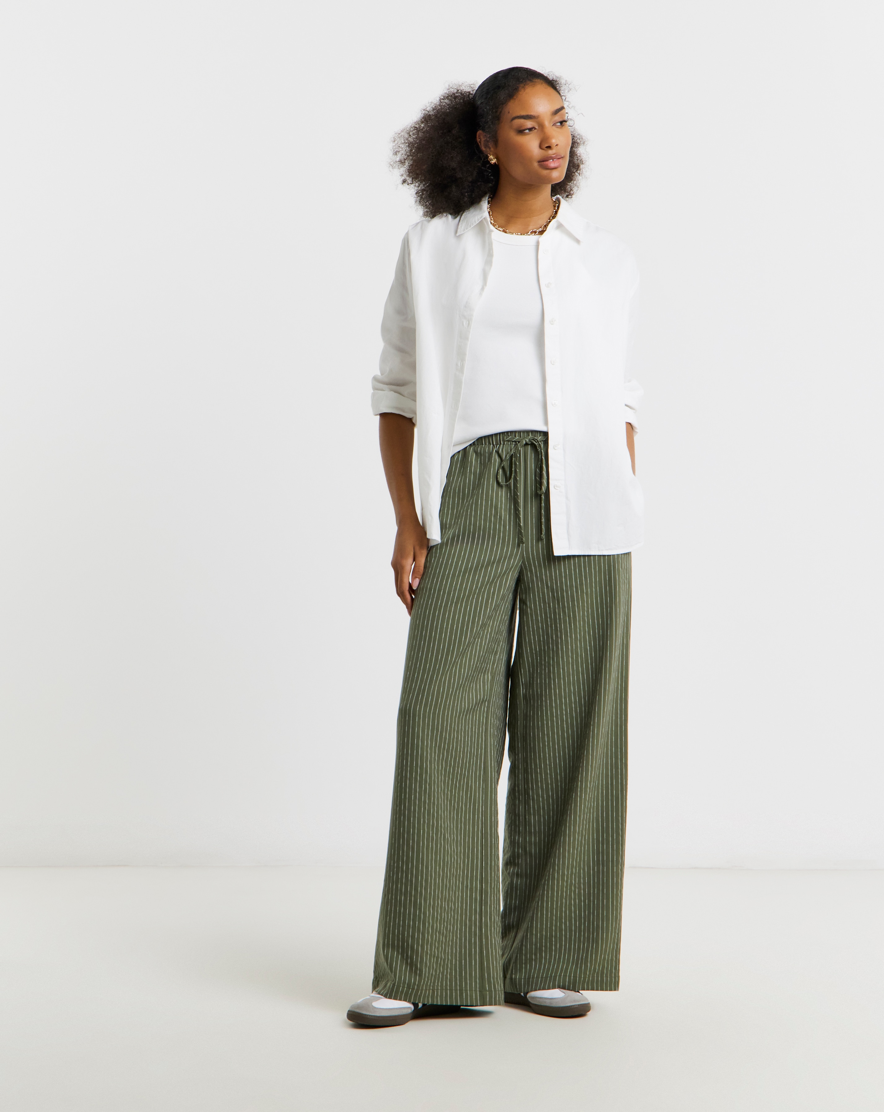 New In - Simply Be Khaki Stripe Peg Leg Trouser