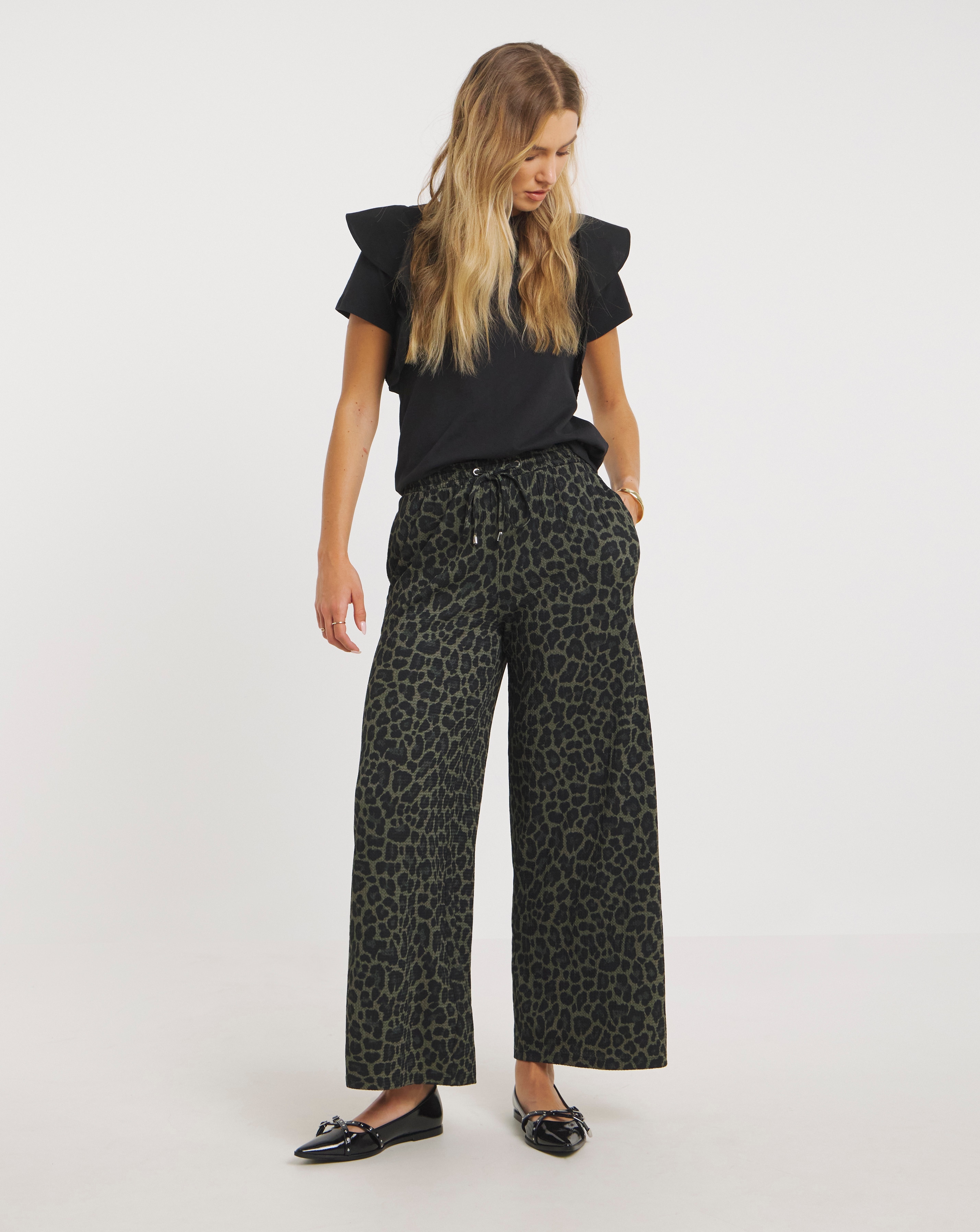 New In - Jersey Textured Wide Leg Trousers
