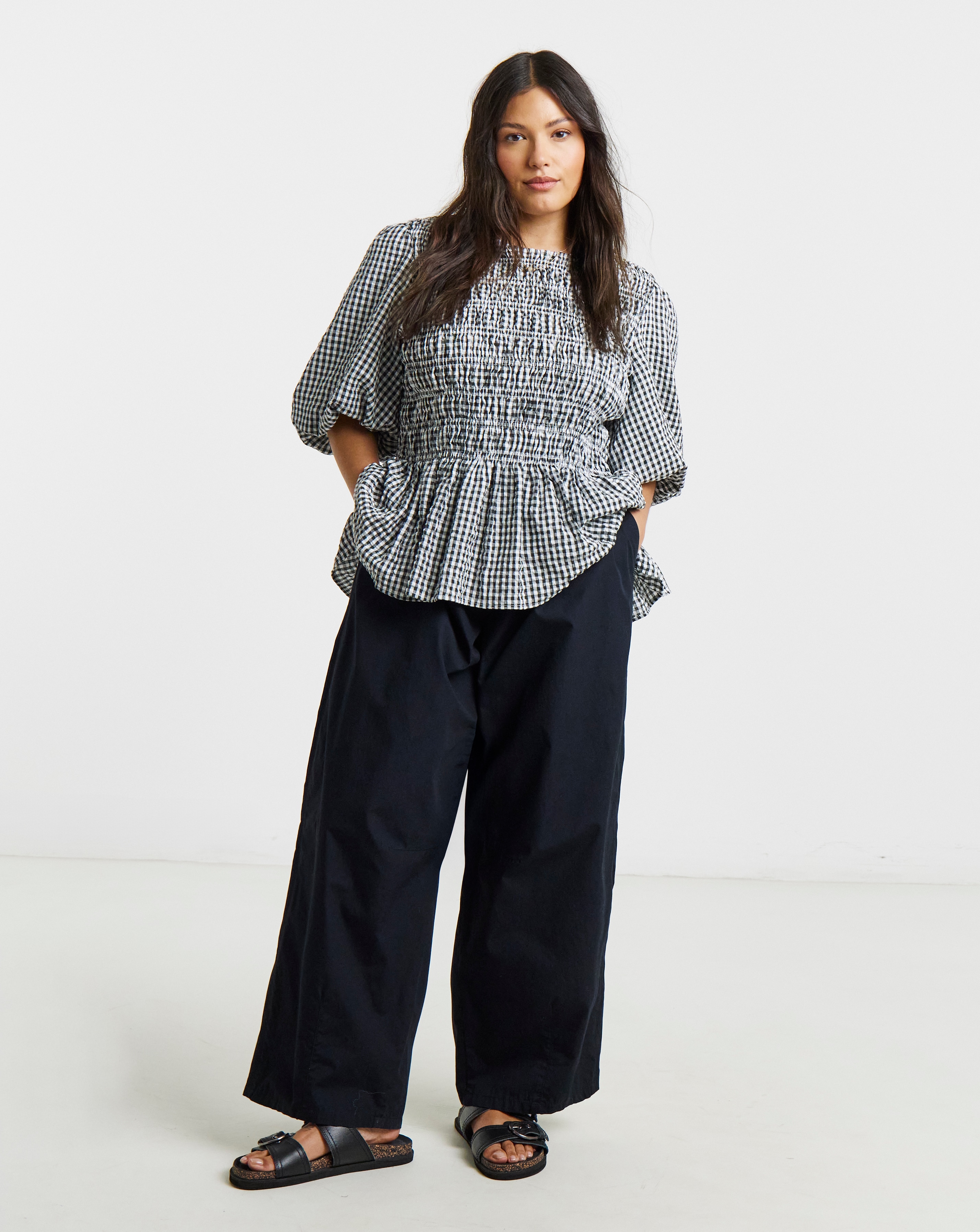 Simply Be Black Cotton Barrel Trouser