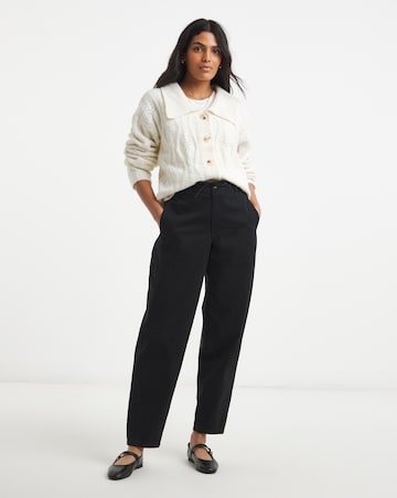 Black Adjustable Popper Detail Peg Leg Trouser