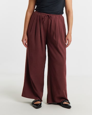 Wine Pleat Front Palazzo Trouser