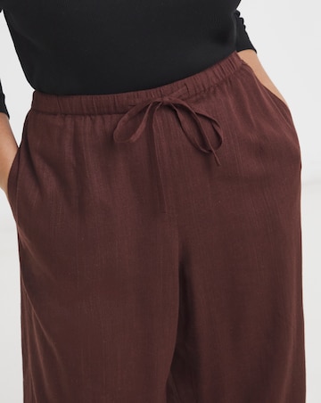 Simply Be Chocolate Tie Waist Linen Barrel Trousers