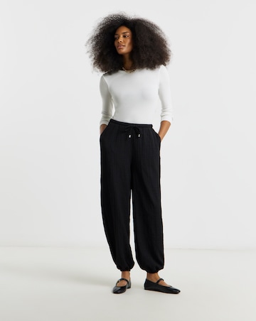 Black Jersey Textured Balloon Trouser