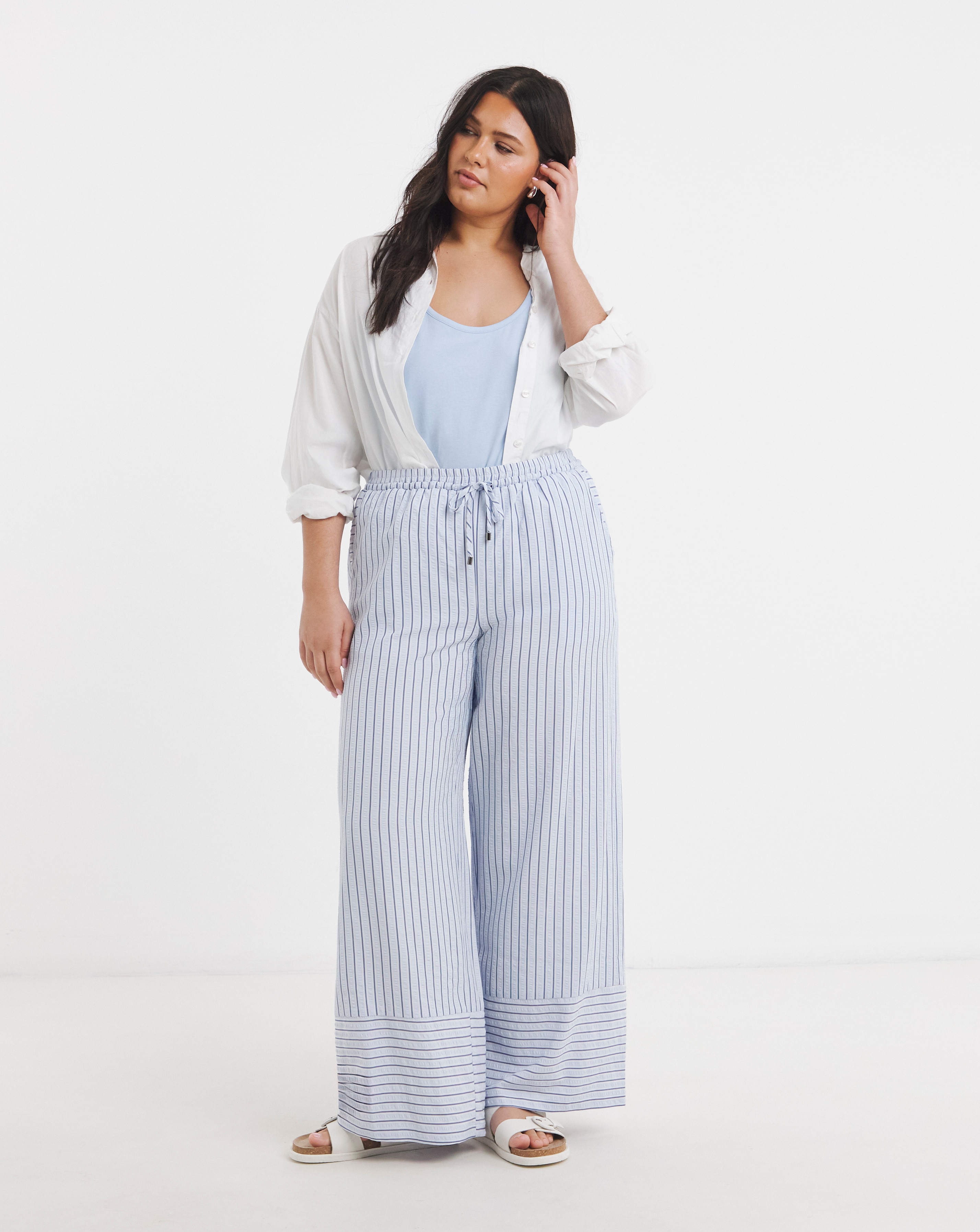New In - Blue Stripe Wide Leg Trouser