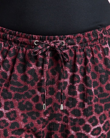 SIMPLY BE BURGUNDY LEOPARD TEXTURED WAFFLE WIDE LEG TROUSER