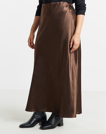 Simply Be Bitter Chocolate Satin Maxi Skirt
