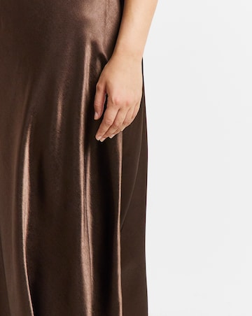 Simply Be Bitter Chocolate Satin Maxi Skirt