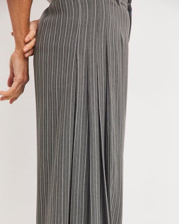 Pleated Pinstripe Wide Leg Trousers