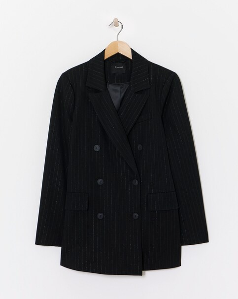 Metallic Thread Double Breasted Blazer