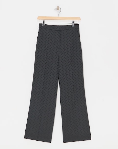 Satin Jacquard Wide Leg Trouser