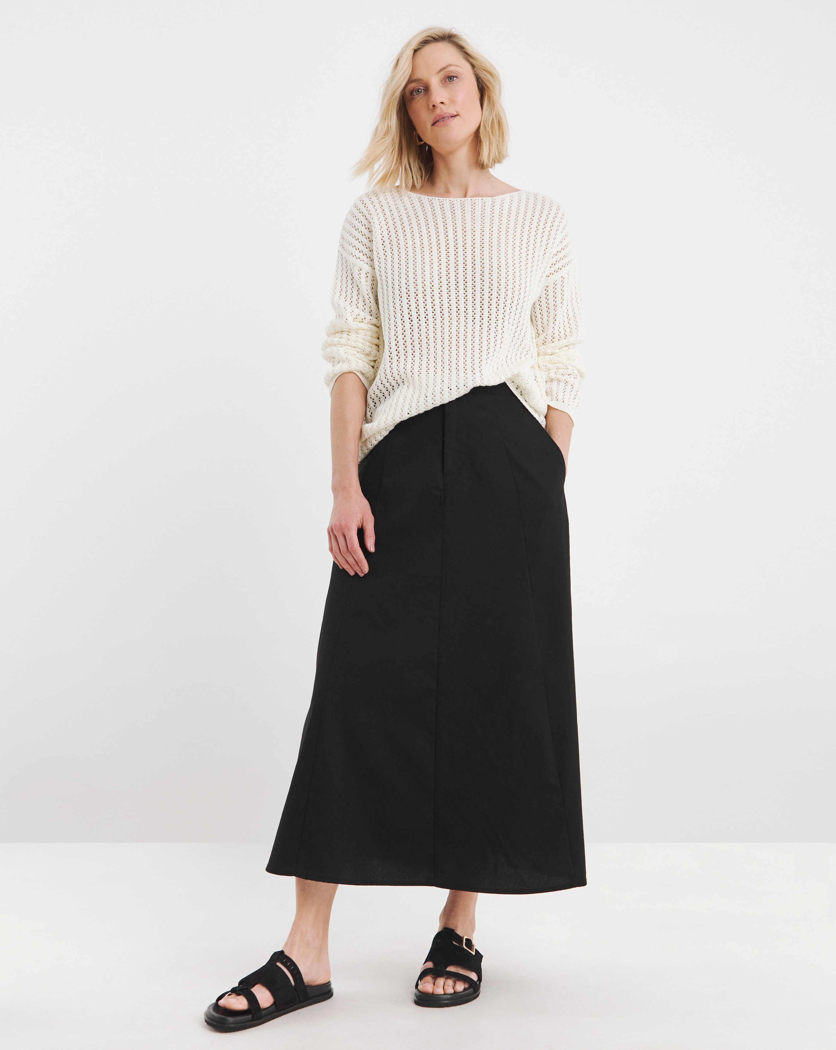 Linen Mix Full Skirt