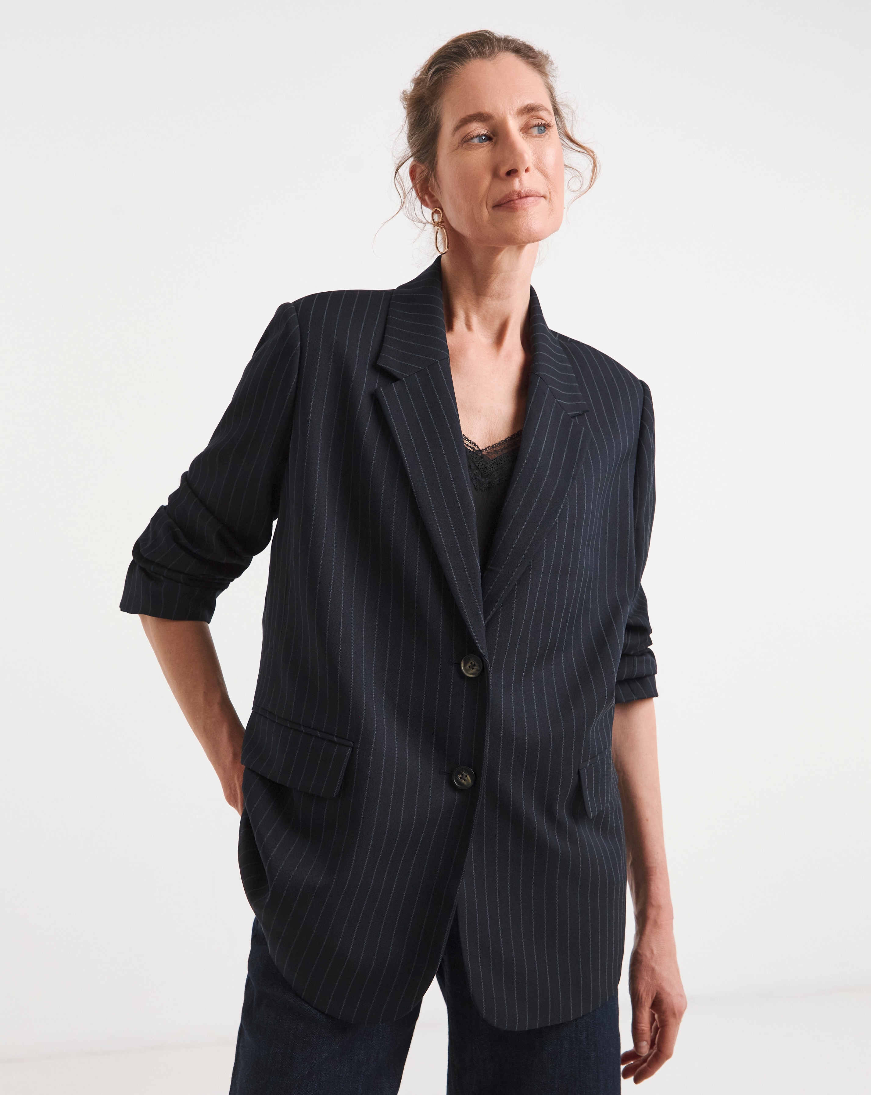 Relaxed Pinstripe Blazer