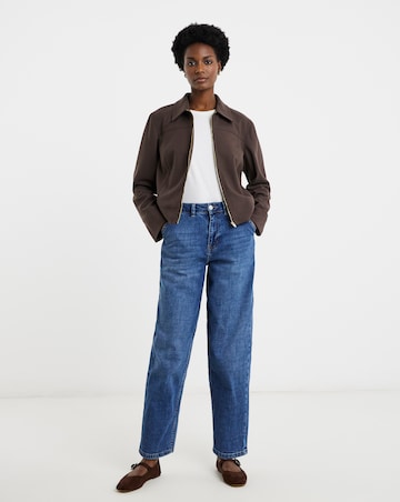 Zip Front Herringbone Jacket