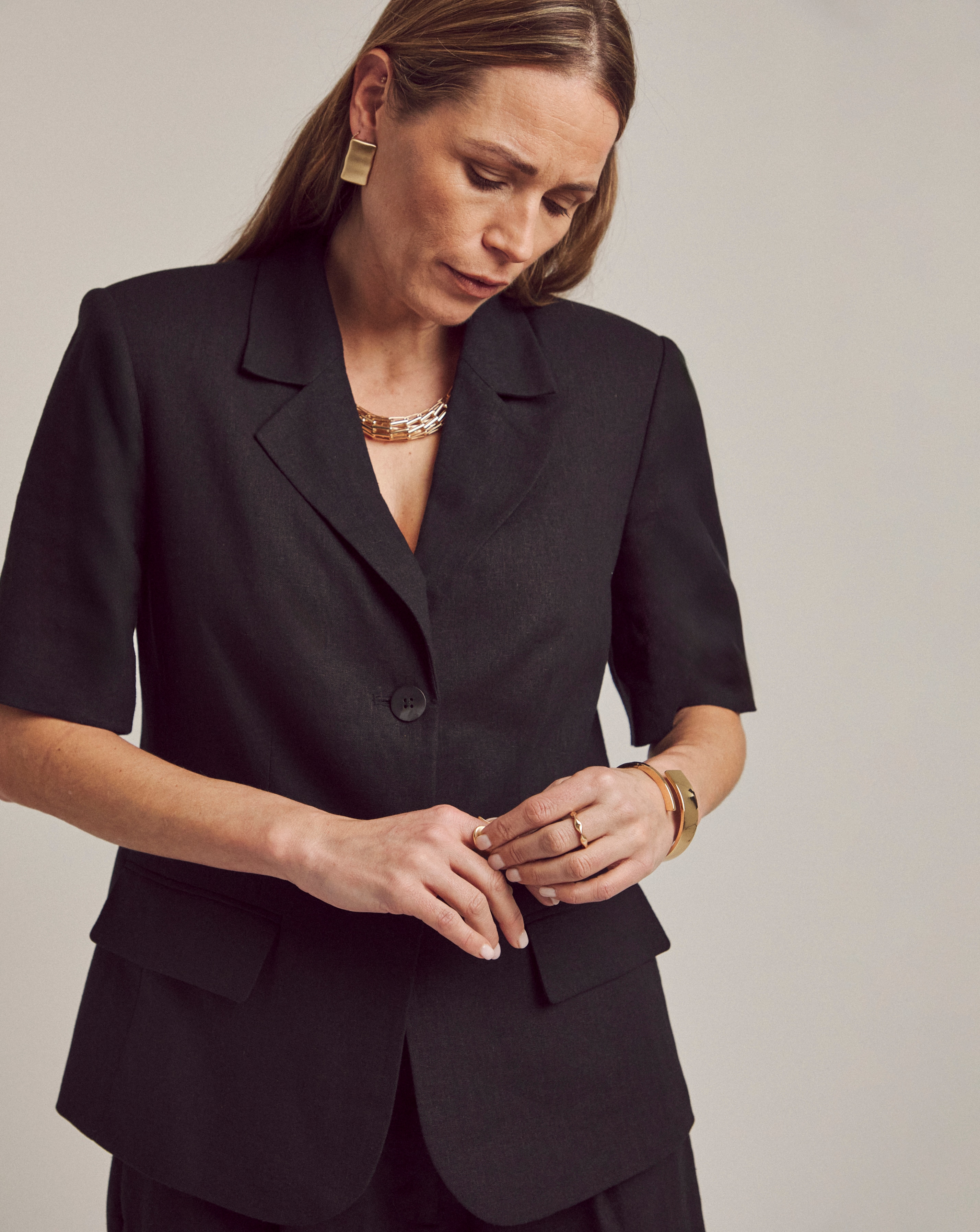 New In - ANTHOLOGY LINEN MIX HALF SLEEVE BLAZER