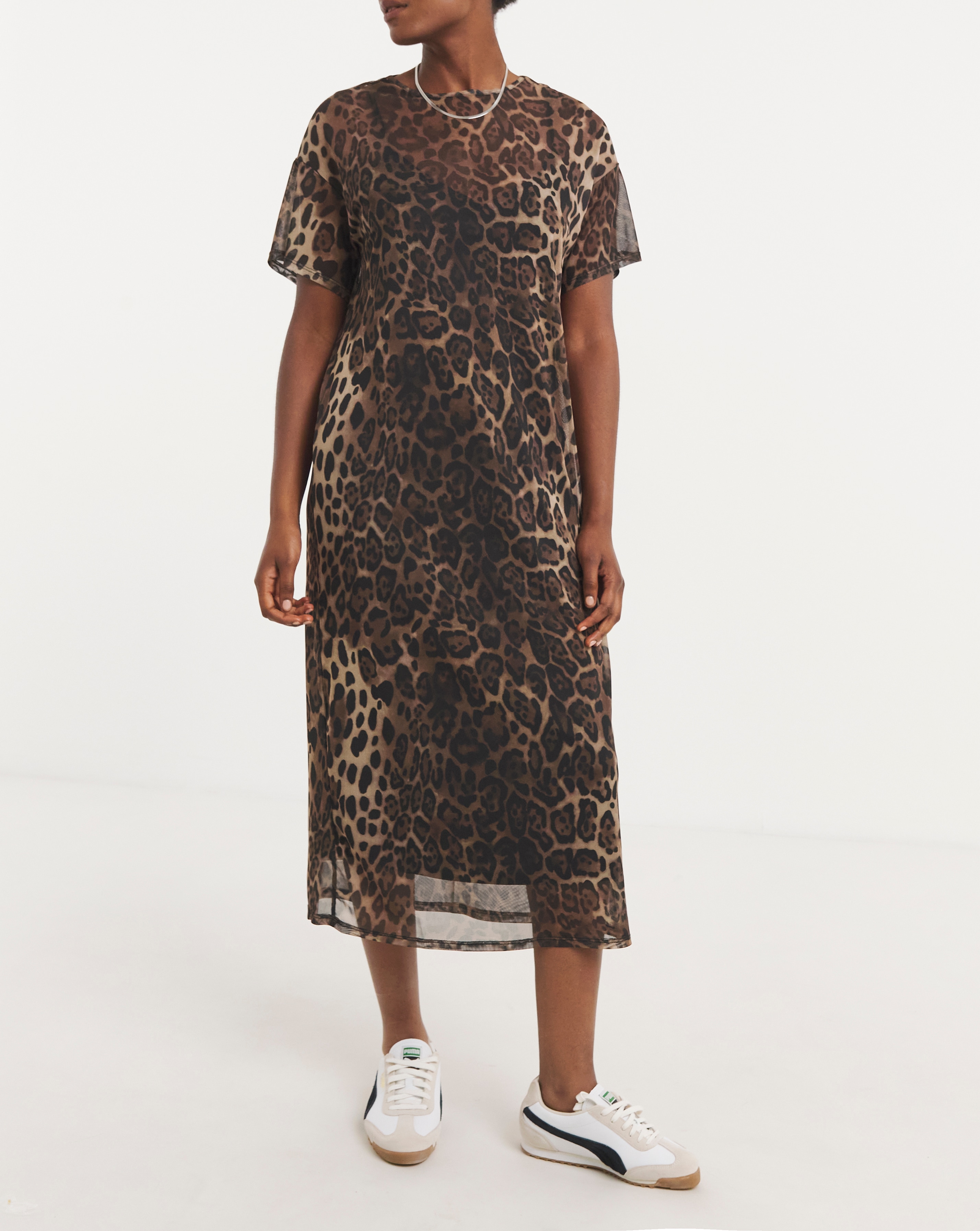 Printed Mesh T-Shirt Dress