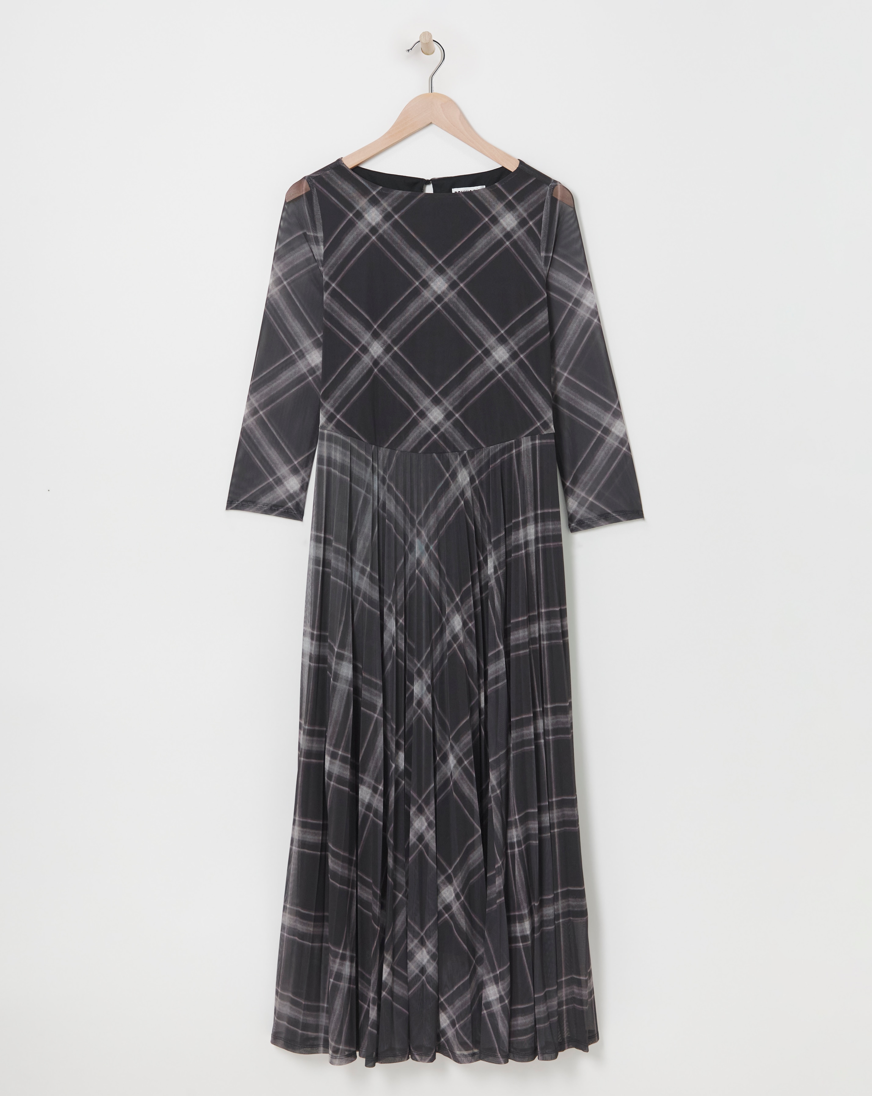 Mesh Pleated Ballet Slash Neck Dress