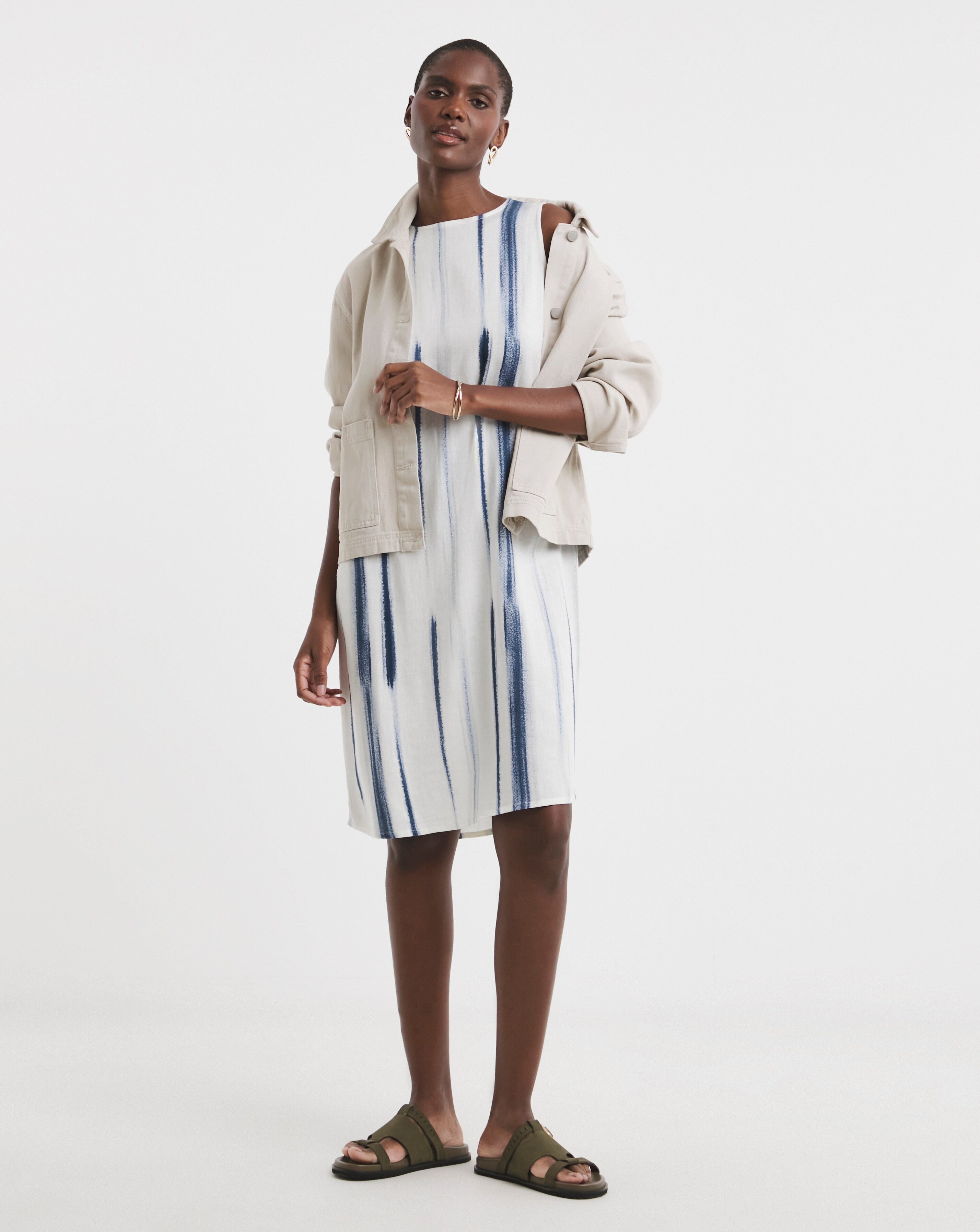 Linen Mix Sleeveless Shift Dress