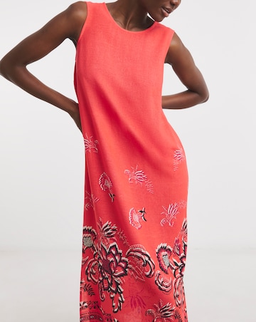 Linen Mix Midi Shift Dress