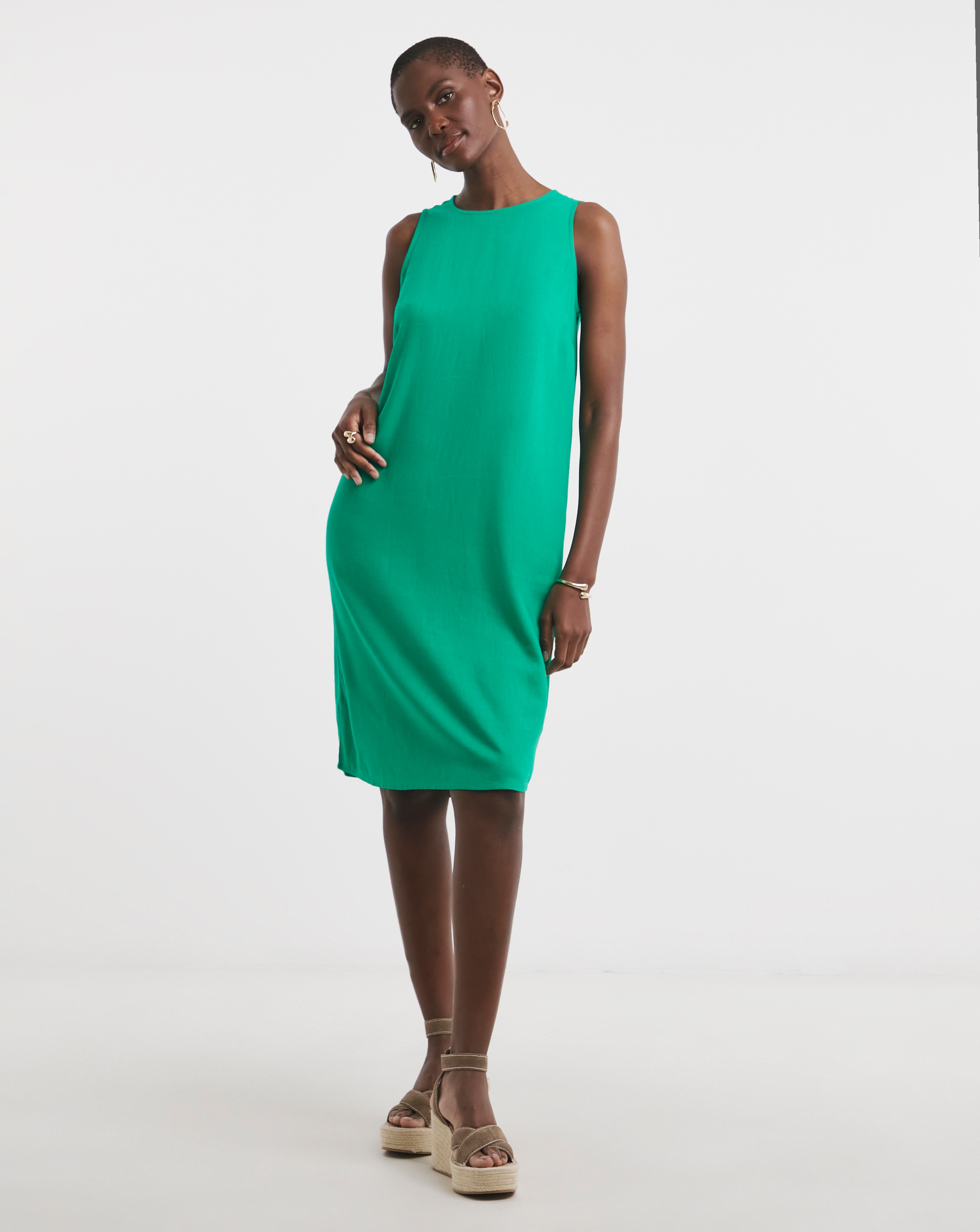 Linen Mix Sleeveless Shift Dress