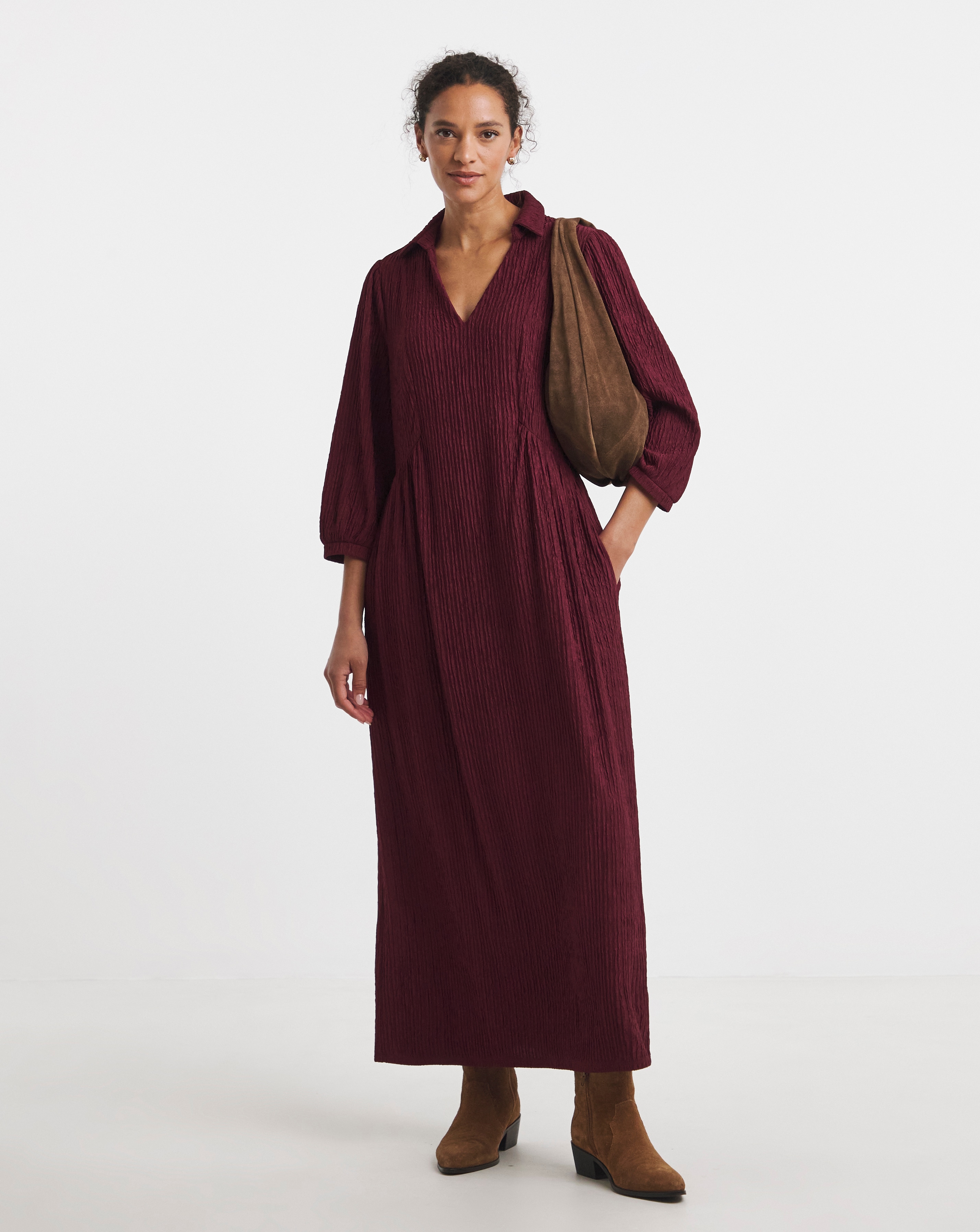 Textured Jersey Collared Dress