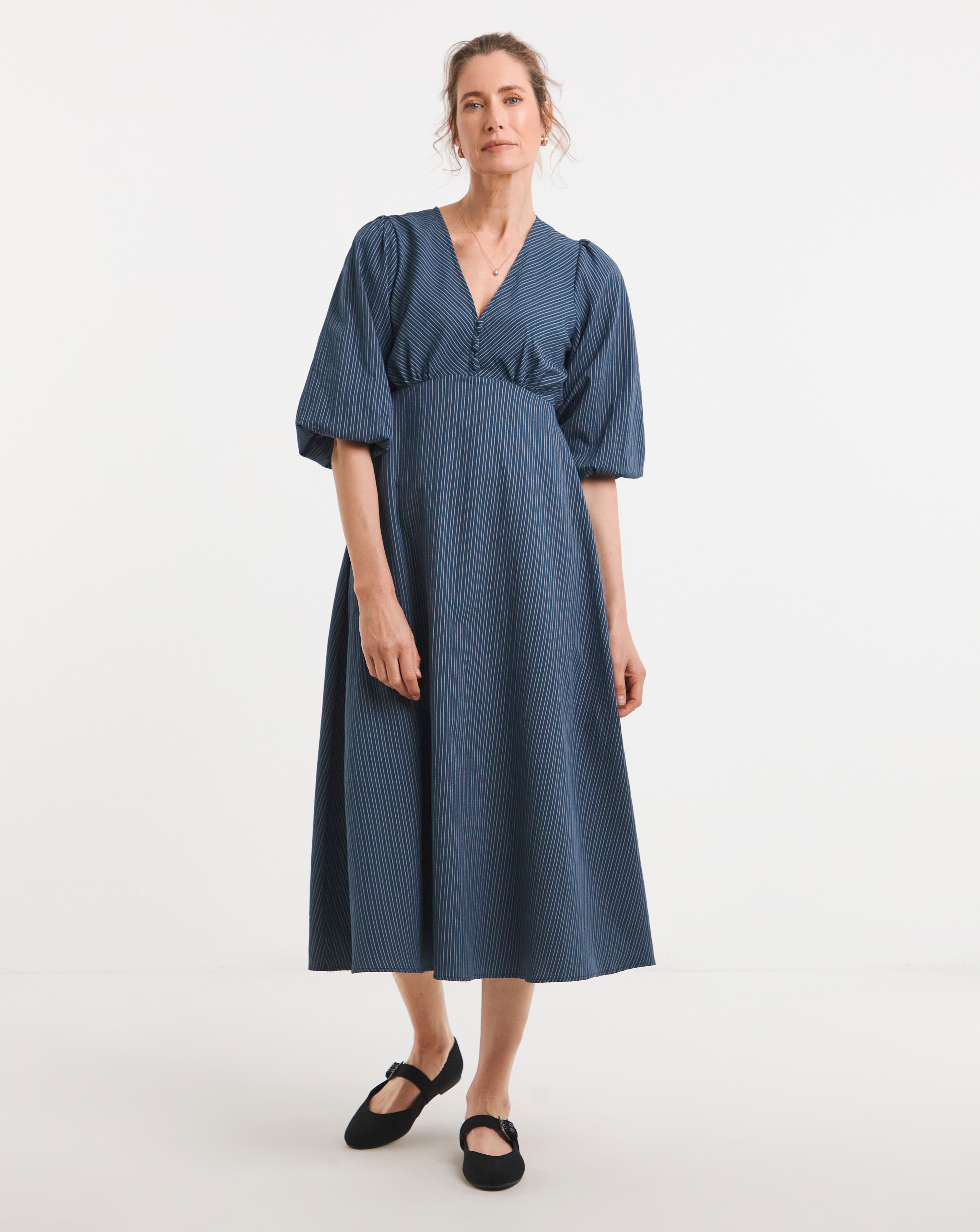 New In - Stripe Button Detail Tea Dress