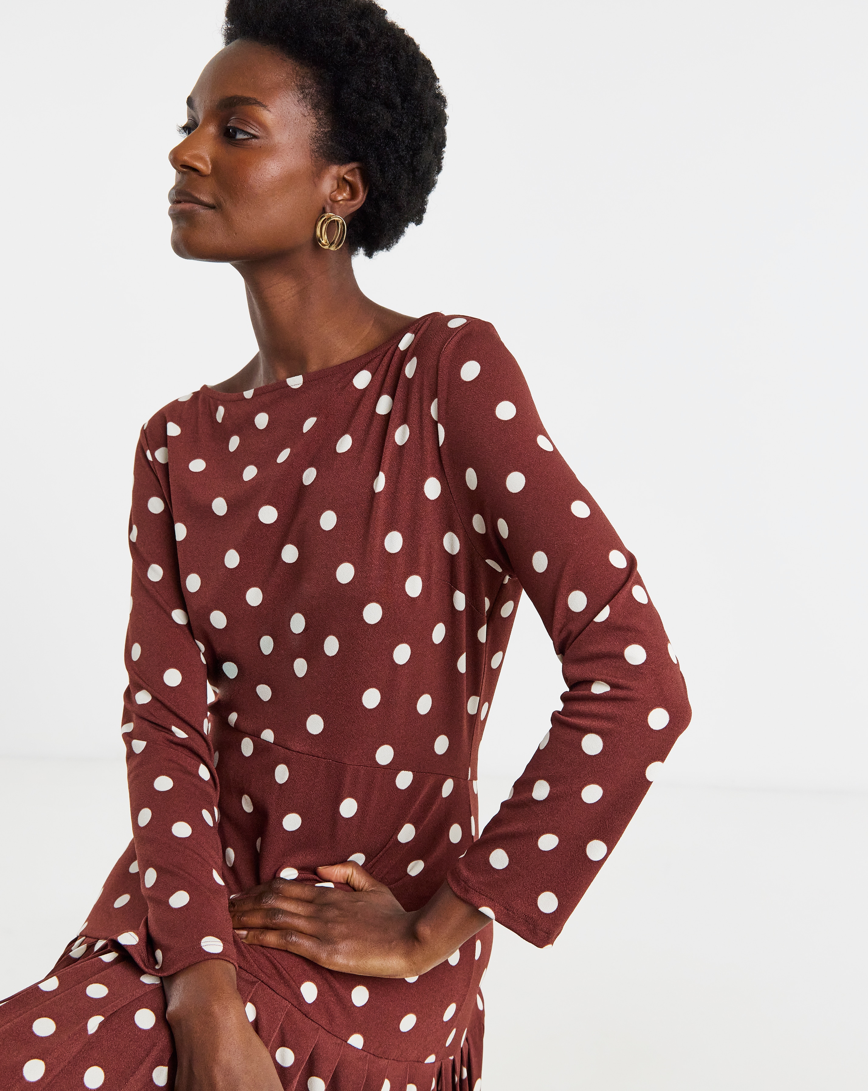 Textured Jersey Pleated Dress