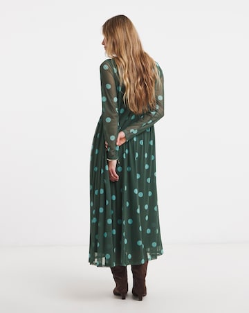 Mesh Dropped Waist Seam Maxi Dress